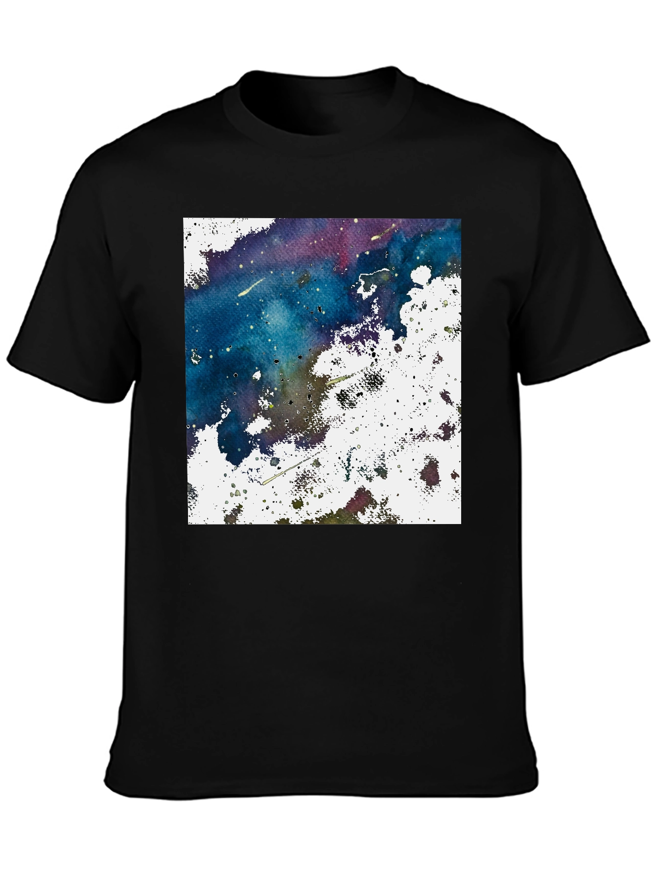 Black Abstract Galaxy Graphic Print Black T-Shirt view 3