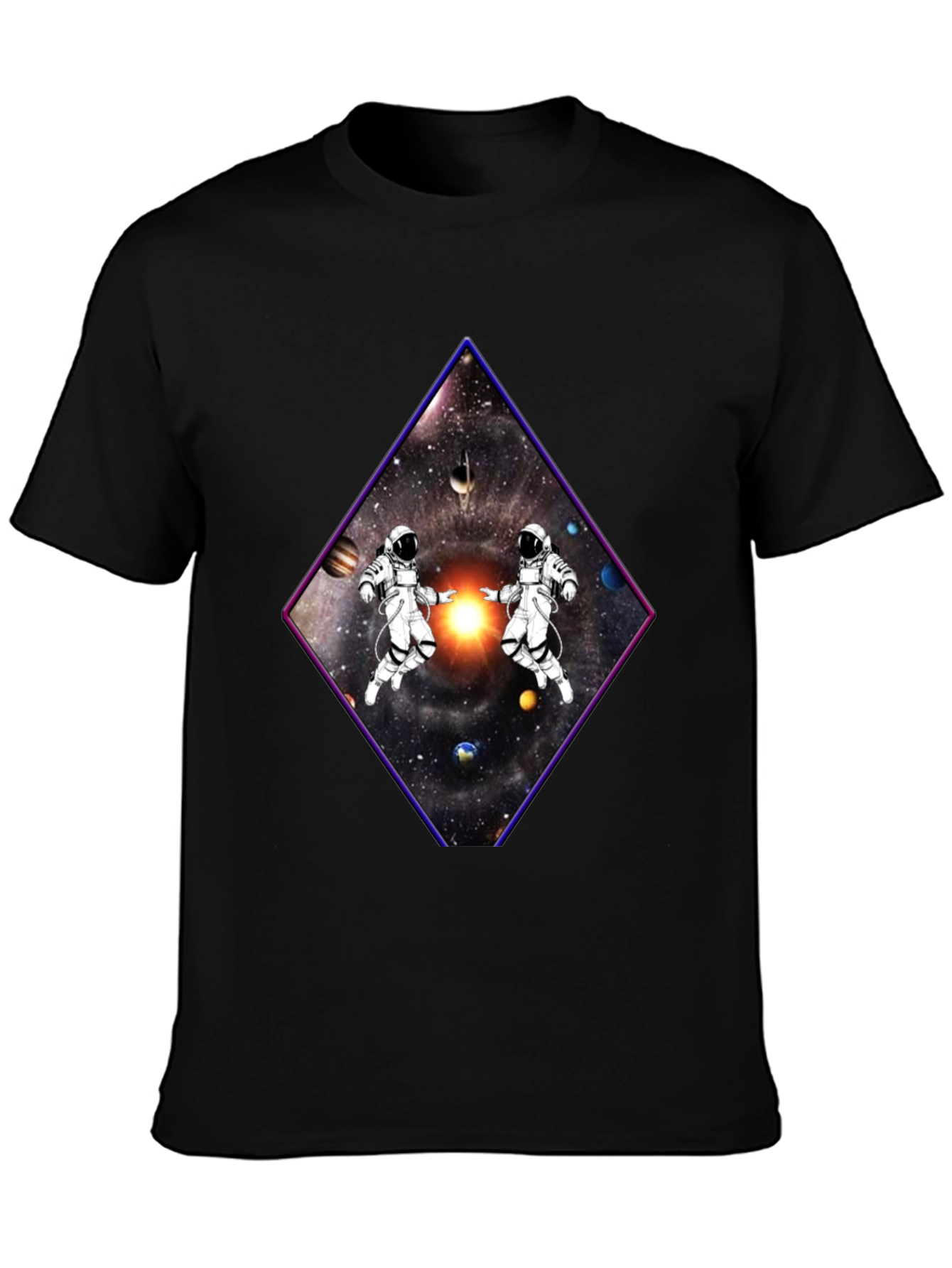 Black Astronaut Space Diamond Graphic Tee view 3