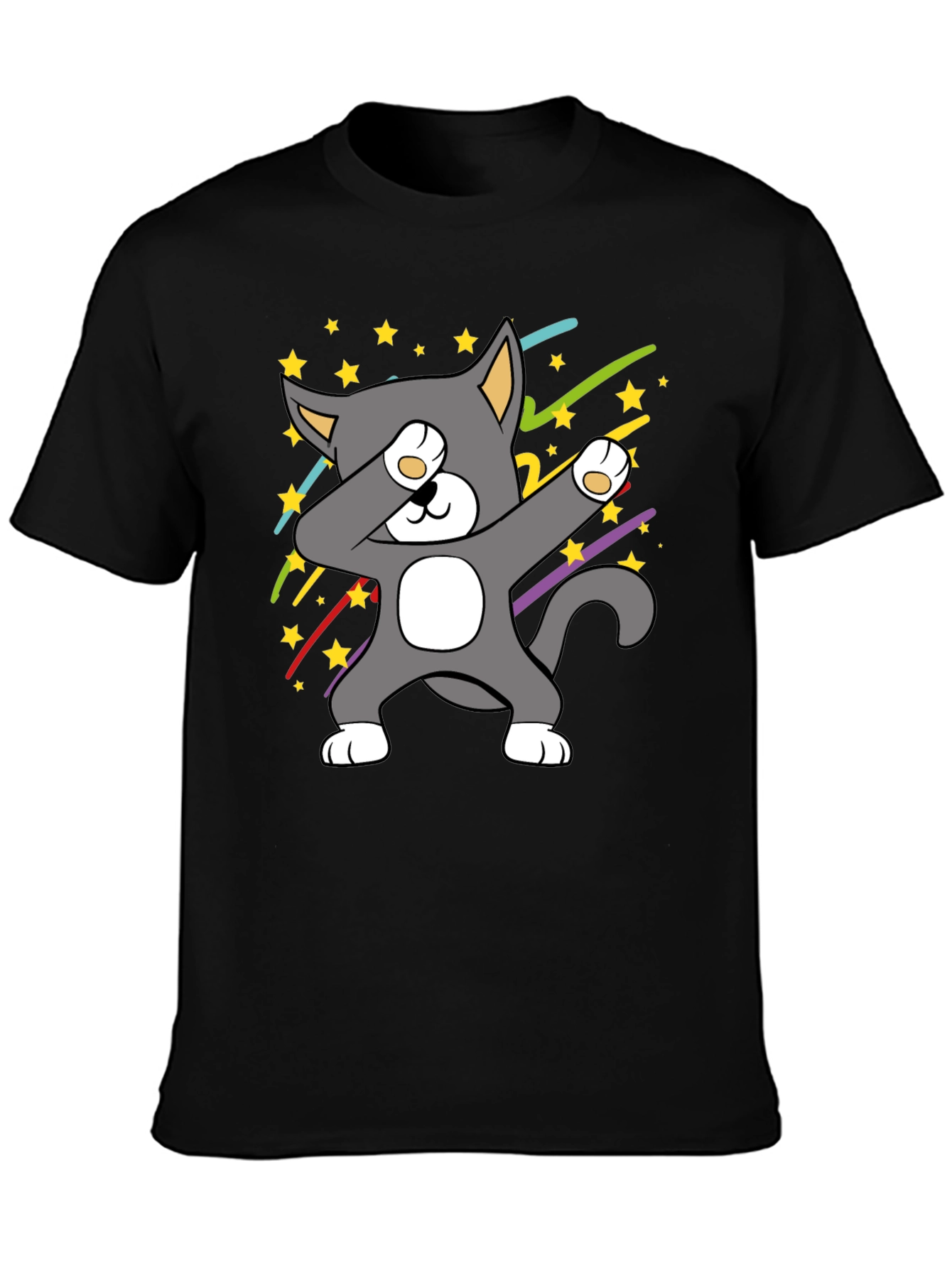 Black Dabbing Cat T-Shirt - Cool Graphic Tee view 3