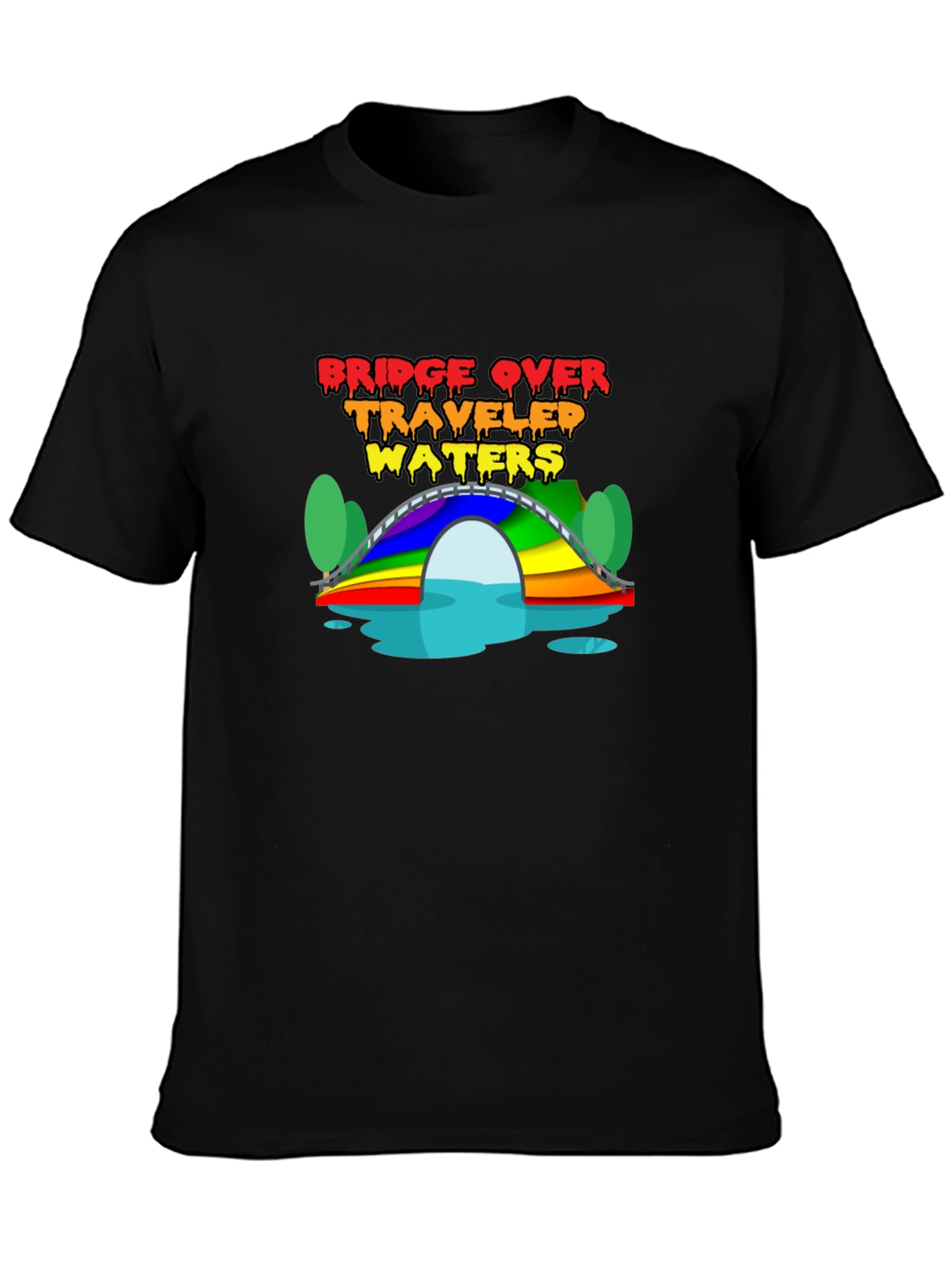 Black Bridge Over Traveled Waters T-Shirt view 3