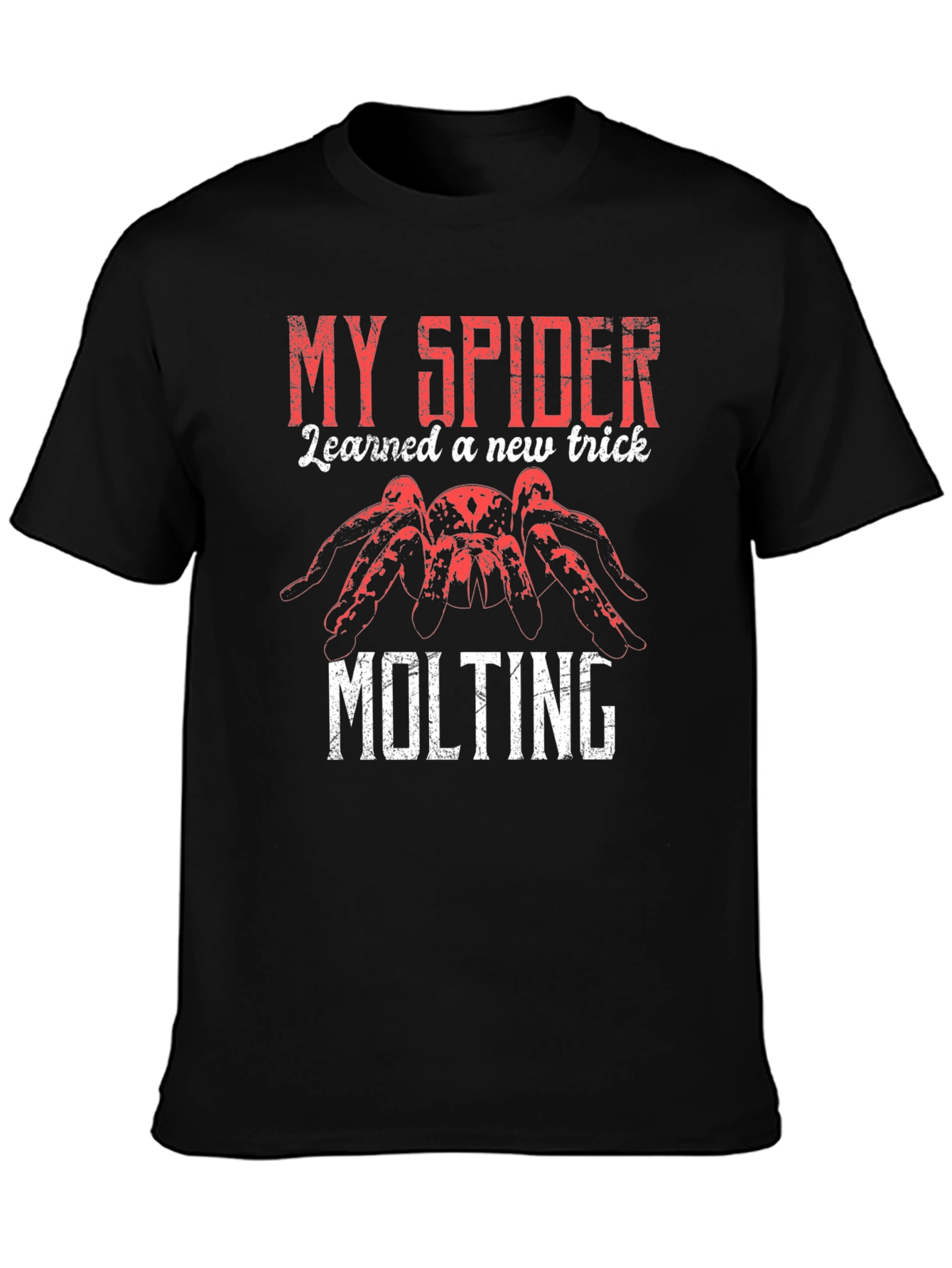 Black My Spider Learned a New Trick Molting Black T-Shirt view 3