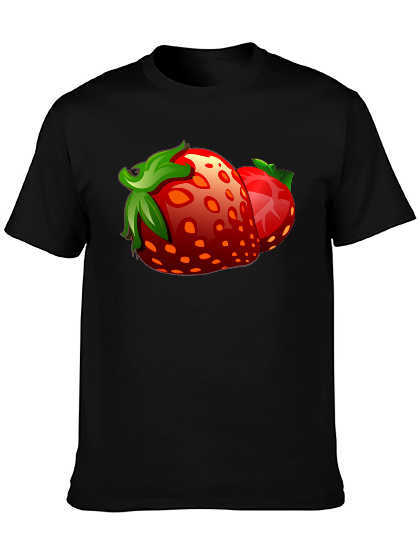 Black Strawberry Graphic Black T-Shirt view 3