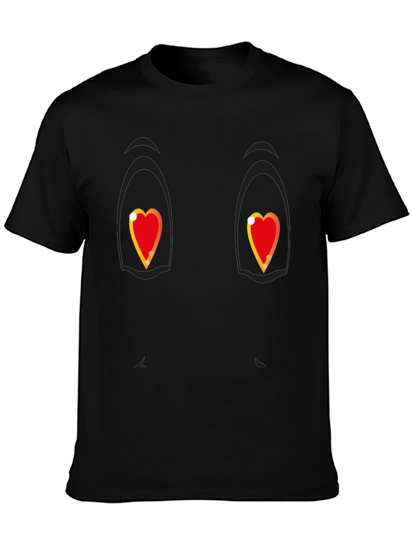 Black Heart Eyes Cartoon Graphic Black T-Shirt view 3