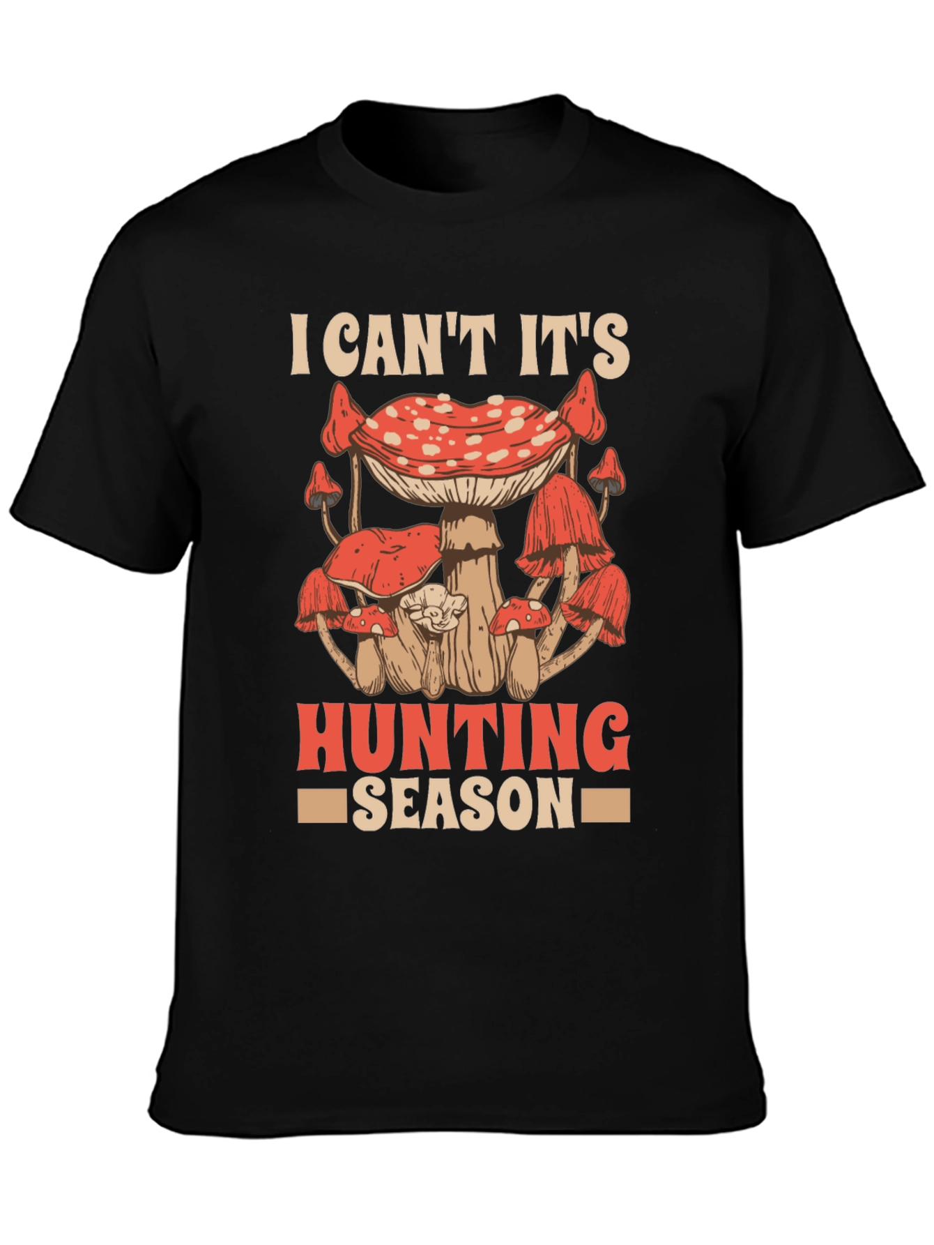 Black Mushroom Hunting Season Graphic Tee view 3