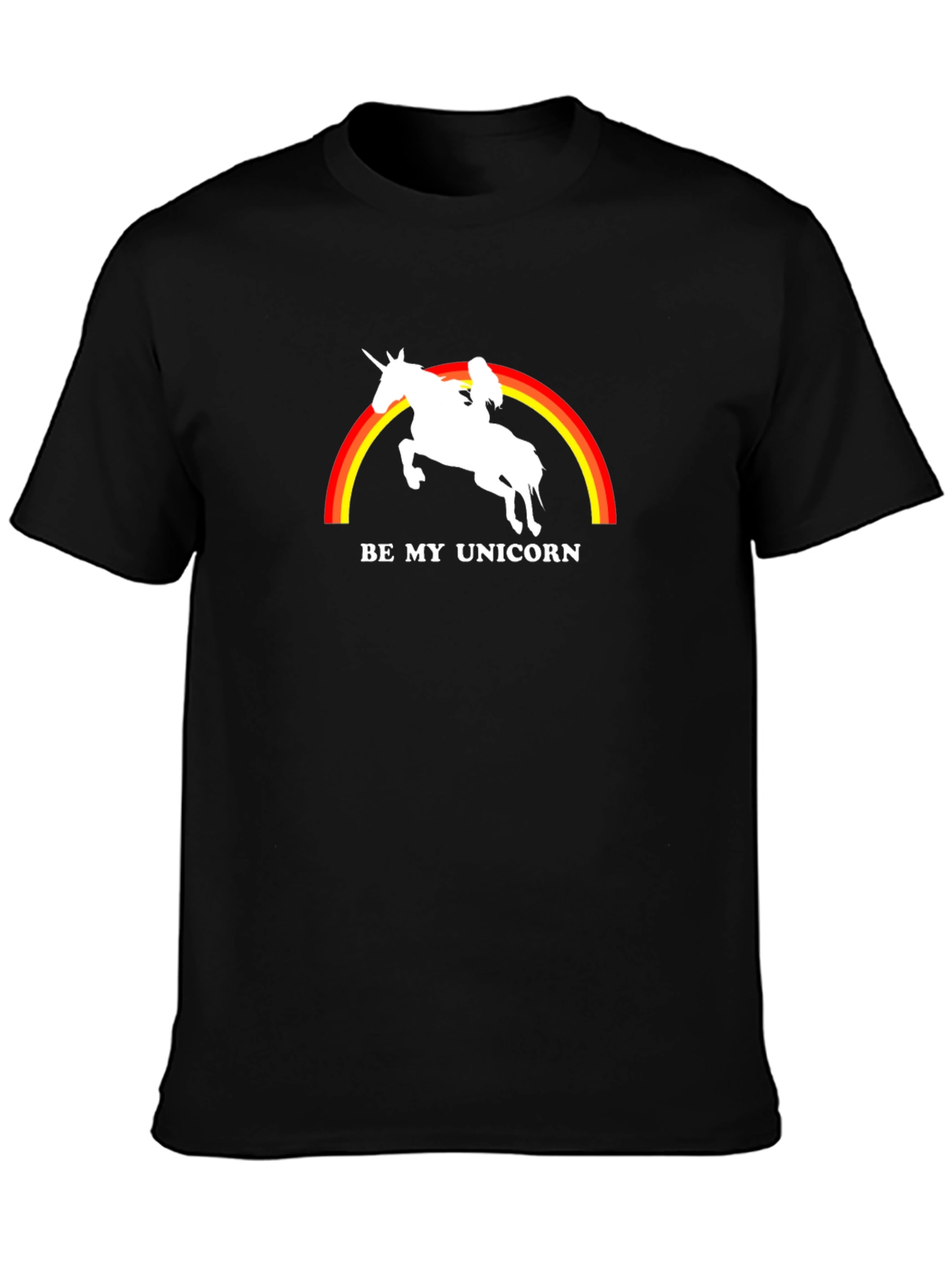 Black Be My Unicorn Graphic T-Shirt - Men's Black Tee view 3