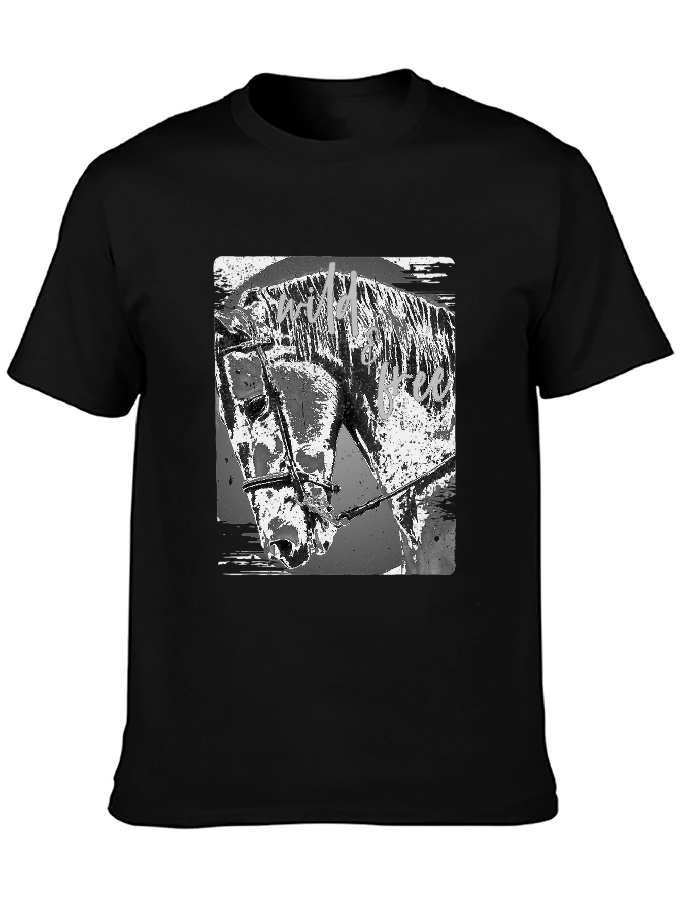 Black Wild & Free Horse Graphic Tee - Black view 3