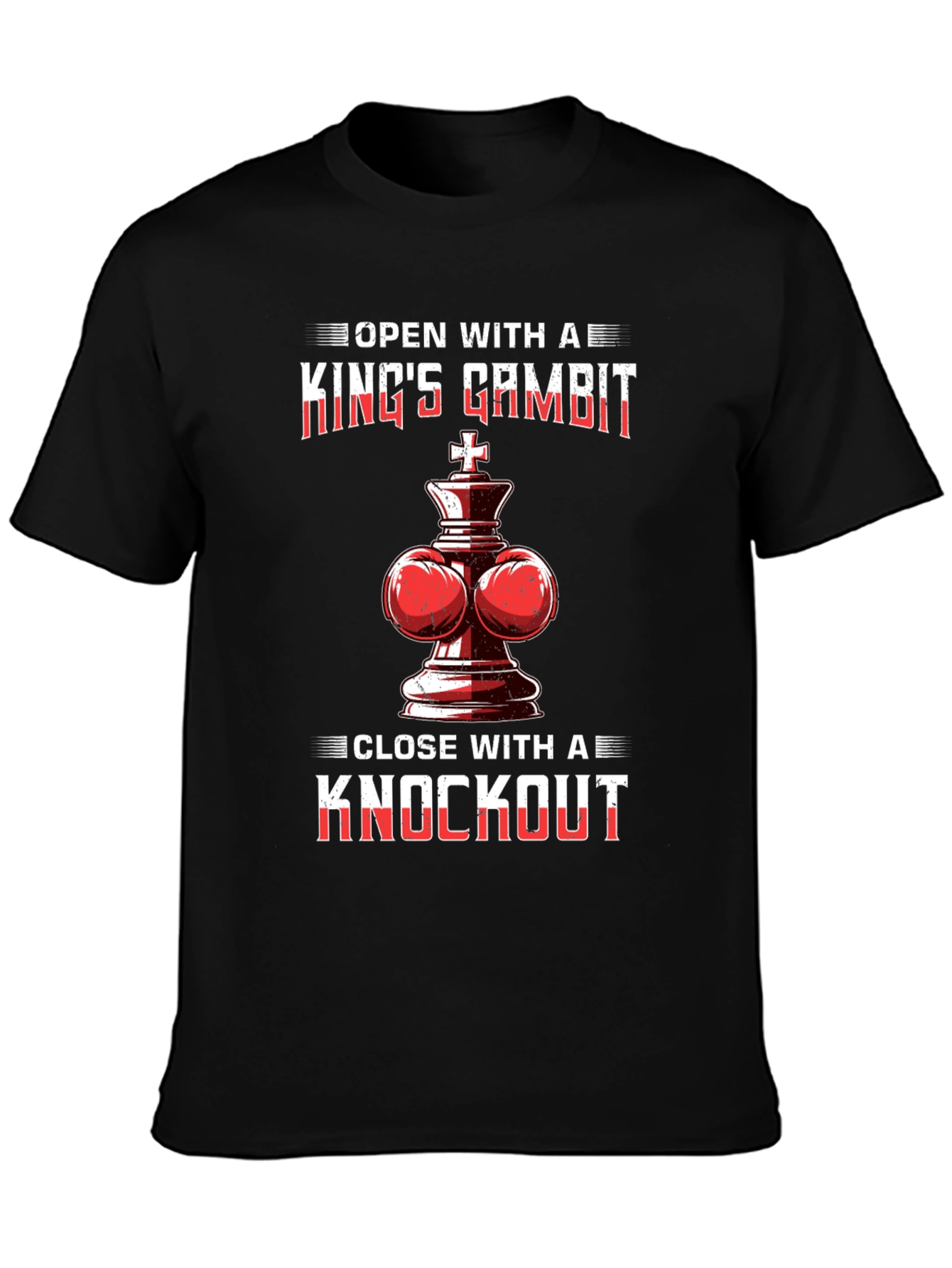 Black King's Gambit Chess Knockout Graphic Tee view 3