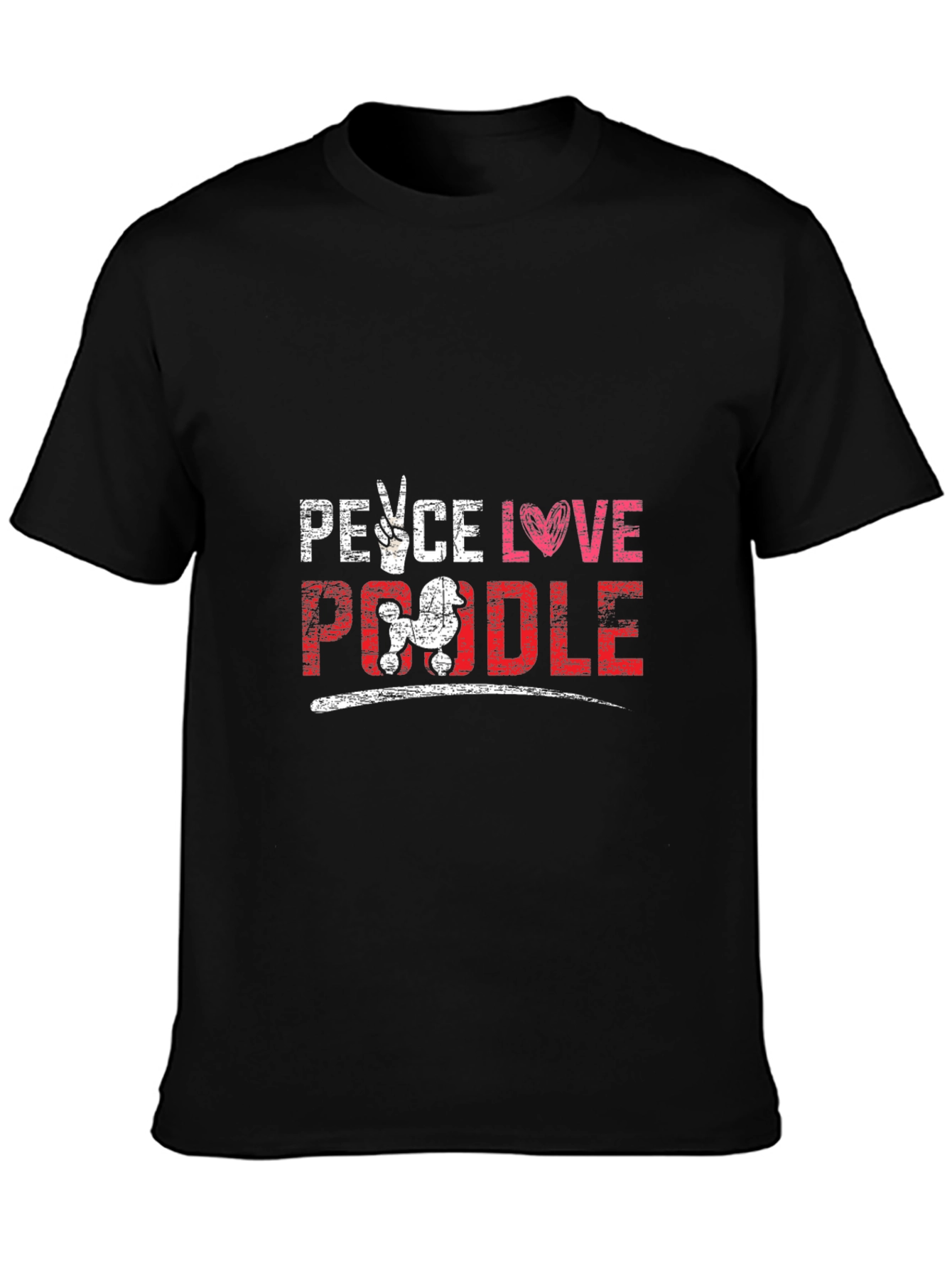 Black Peace Love Poodle T-Shirt Black view 3