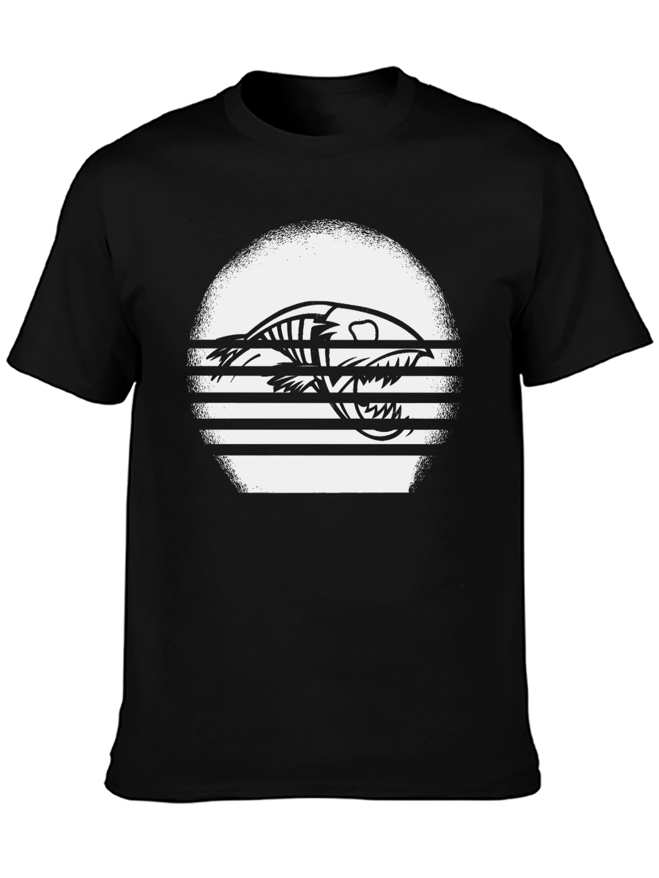 Black Retro Fish Skeleton Graphic T-Shirt view 3