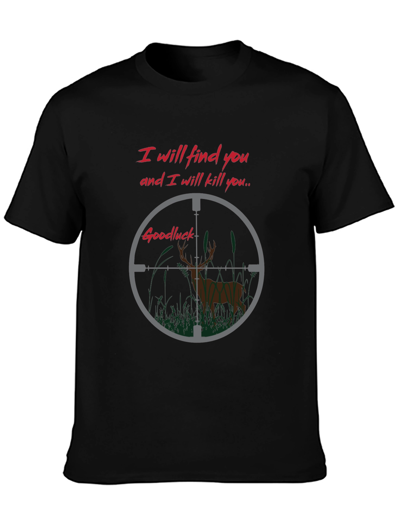 Black Hunting T-Shirt - Deer in Crosshairs view 3