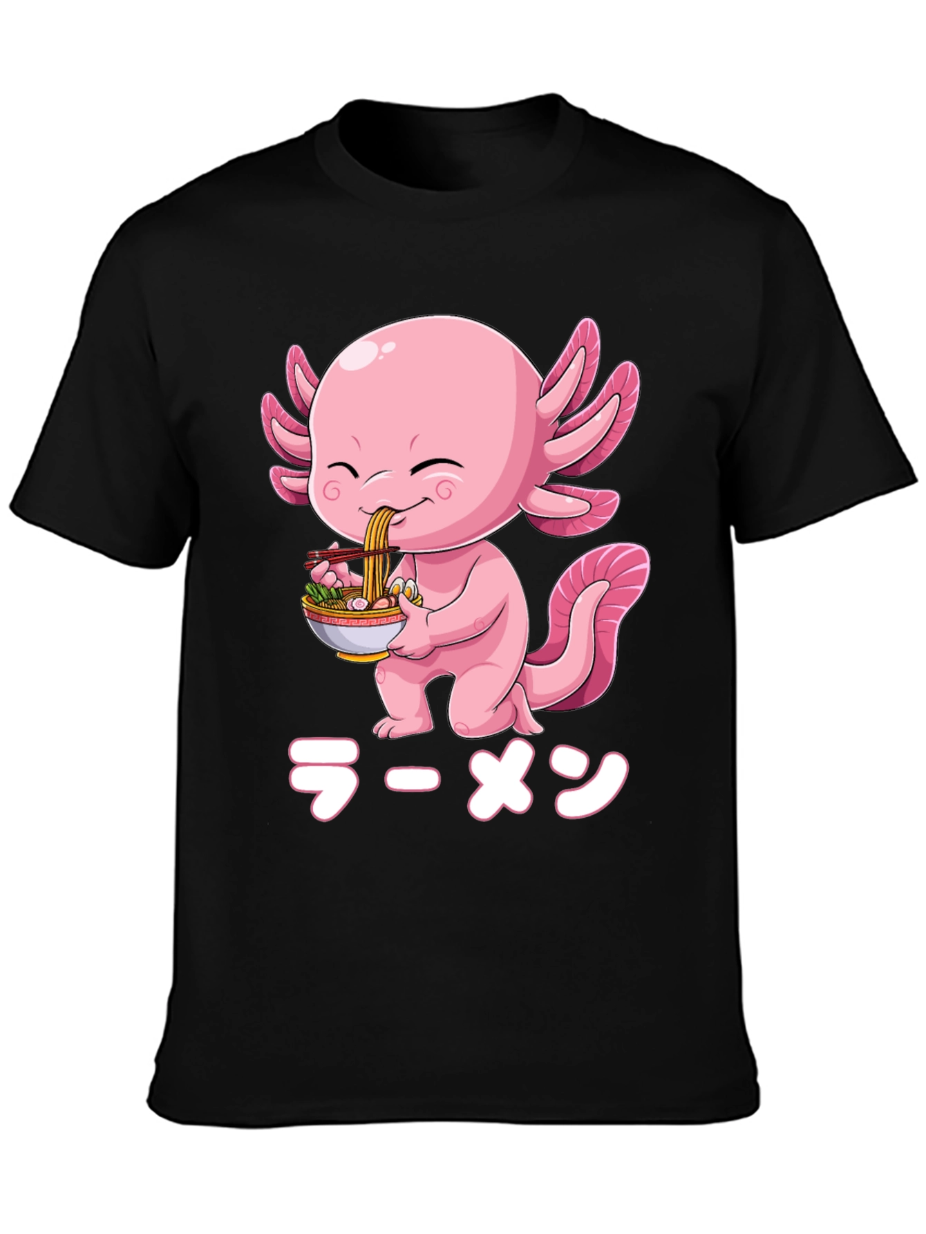 Black Axolotl Ramen T-Shirt - Cute Anime Graphic Tee view 3