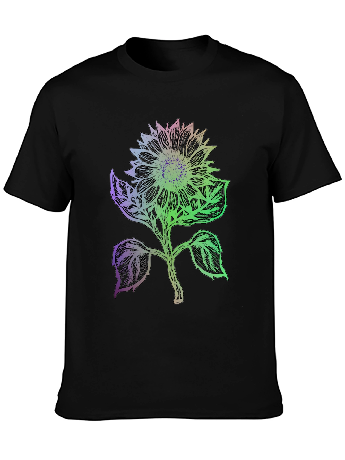 Black Sunflower Graphic Tee - Black Cotton Blend view 3