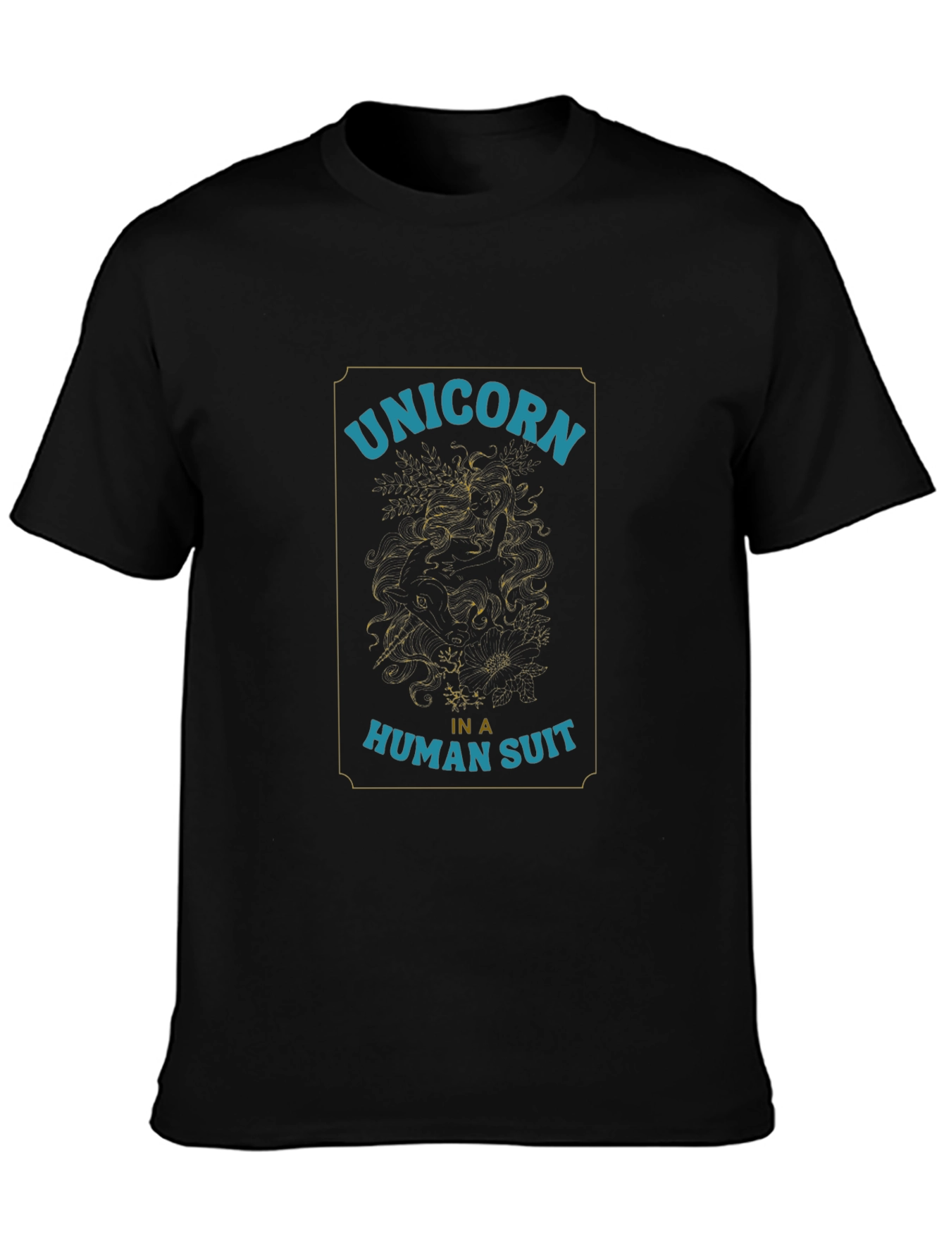 Black Unicorn in a Human Suit Graphic T-Shirt view 3