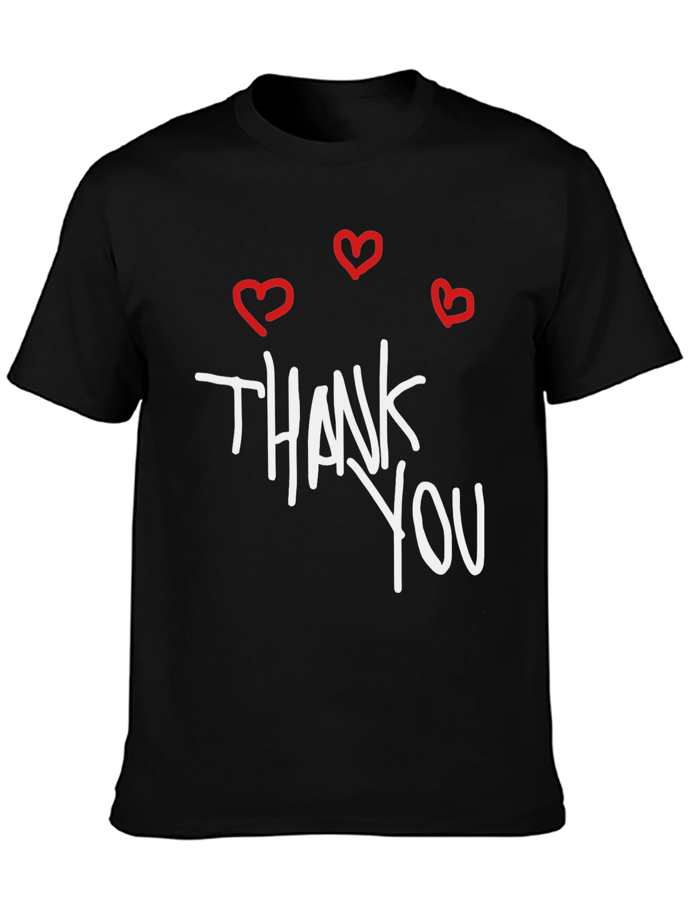 Black Thank You Hearts Graphic Tee - Casual Black T-Shirt view 3