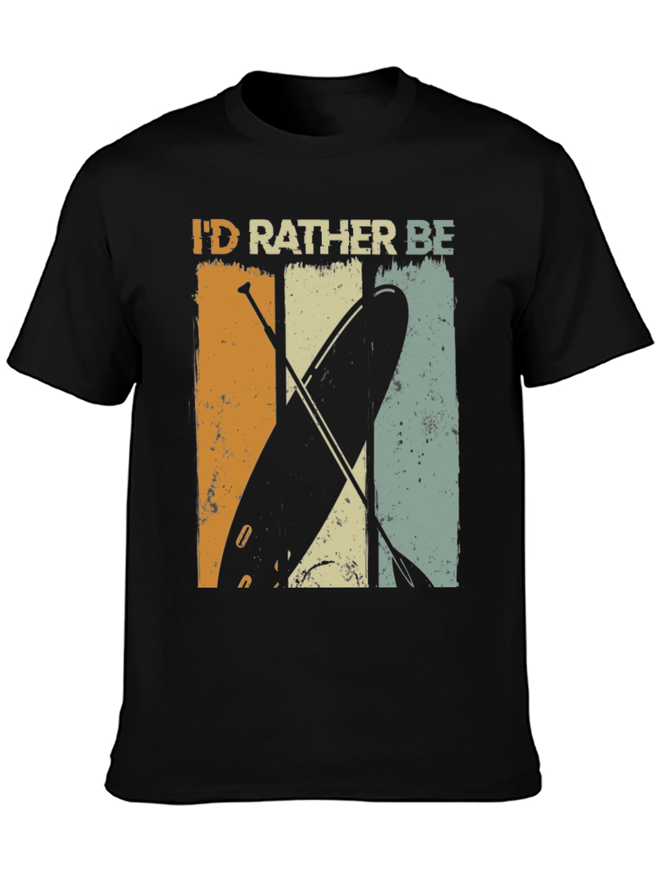 Black I'd Rather Be Paddle Boarding T-Shirt - Vintage Style view 3