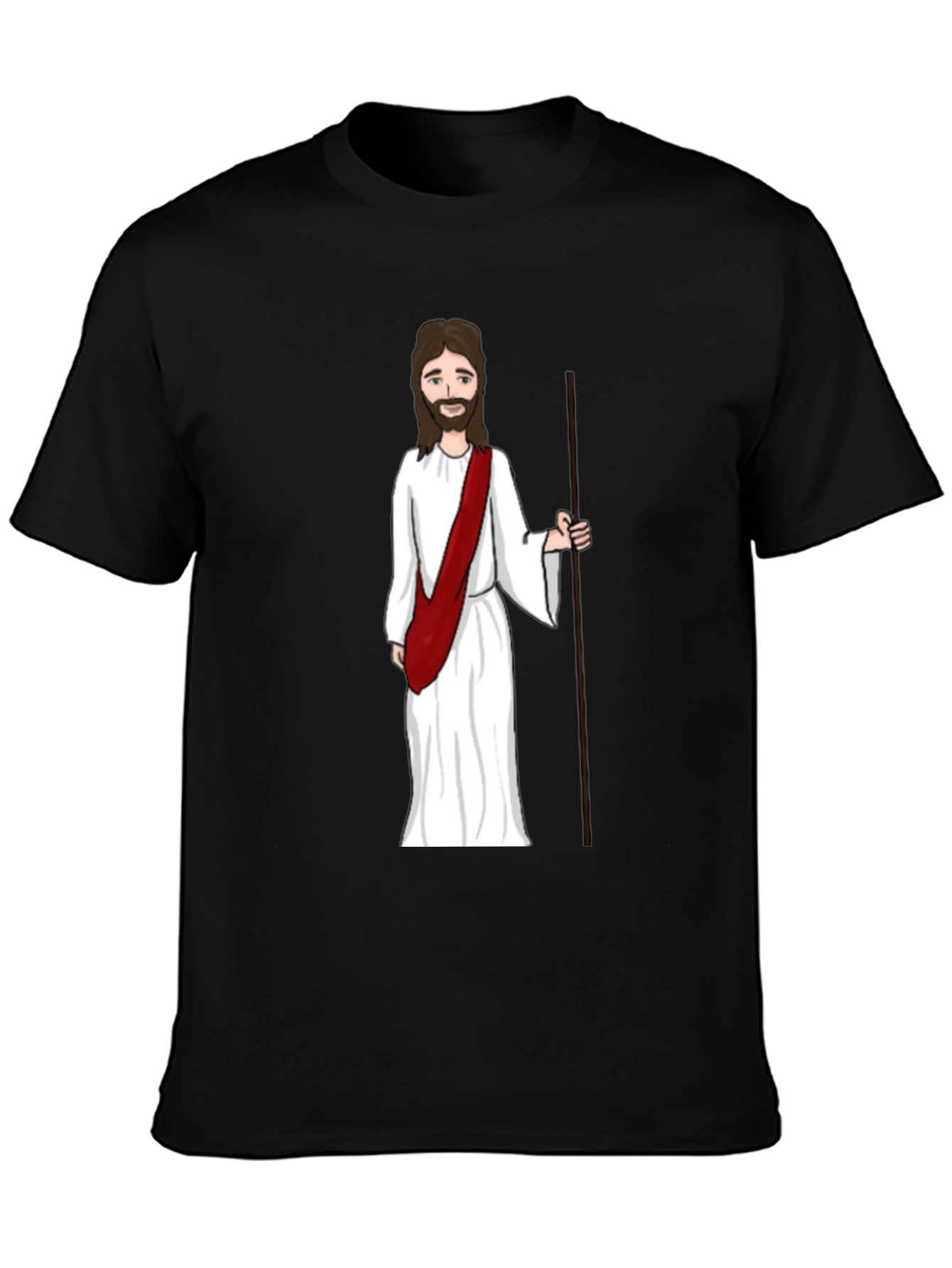 Black Jesus Cartoon Black T-Shirt view 3