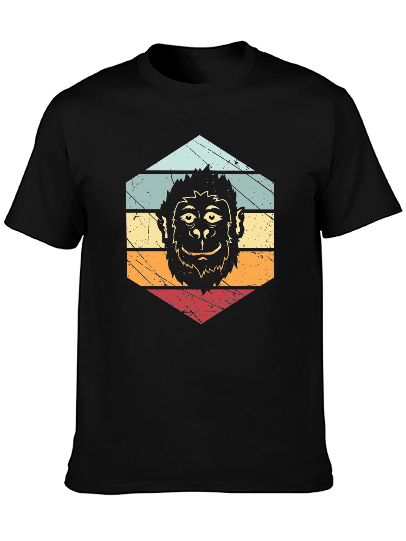 Black Retro Monkey Graphic Tee - Unisex view 3