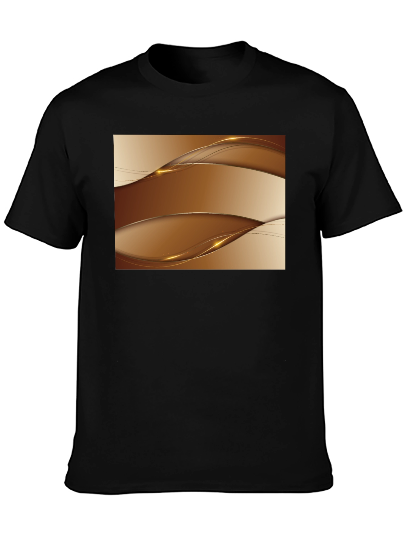 Black Stylish Abstract Wave Design Black T-Shirt view 3