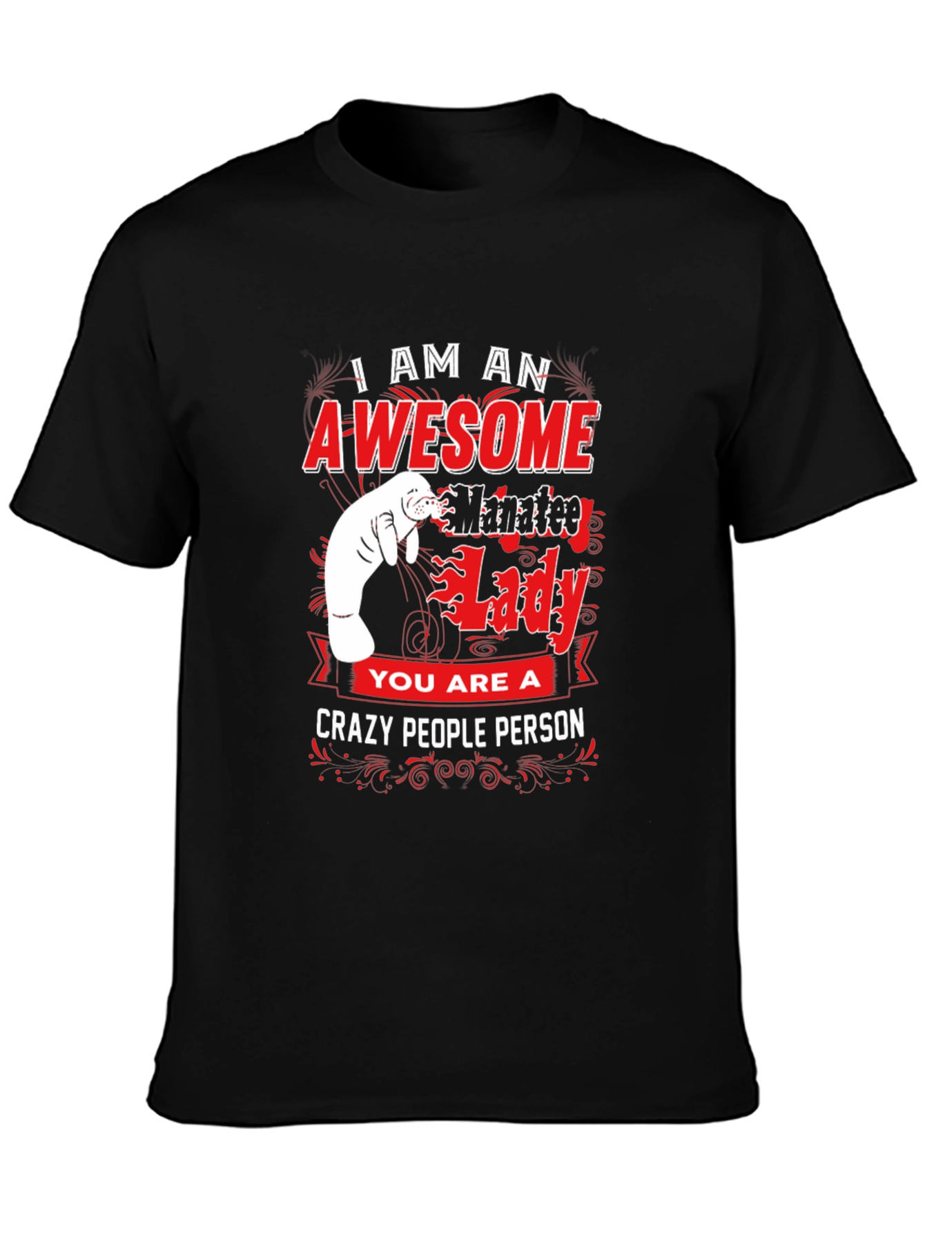 Black Awesome Manatee Lady Graphic Tee view 3
