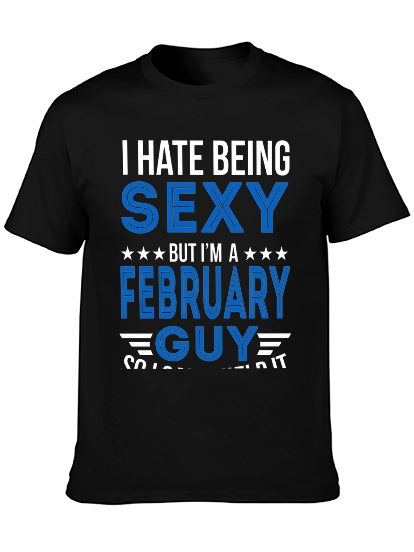 Black I Hate Being Sexy February Guy T-Shirt view 3