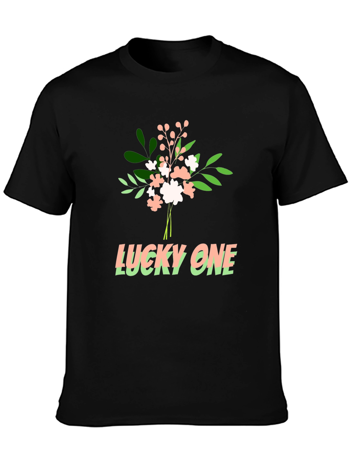 Black Lucky One Graphic Tee - Soft Cotton Blend view 3