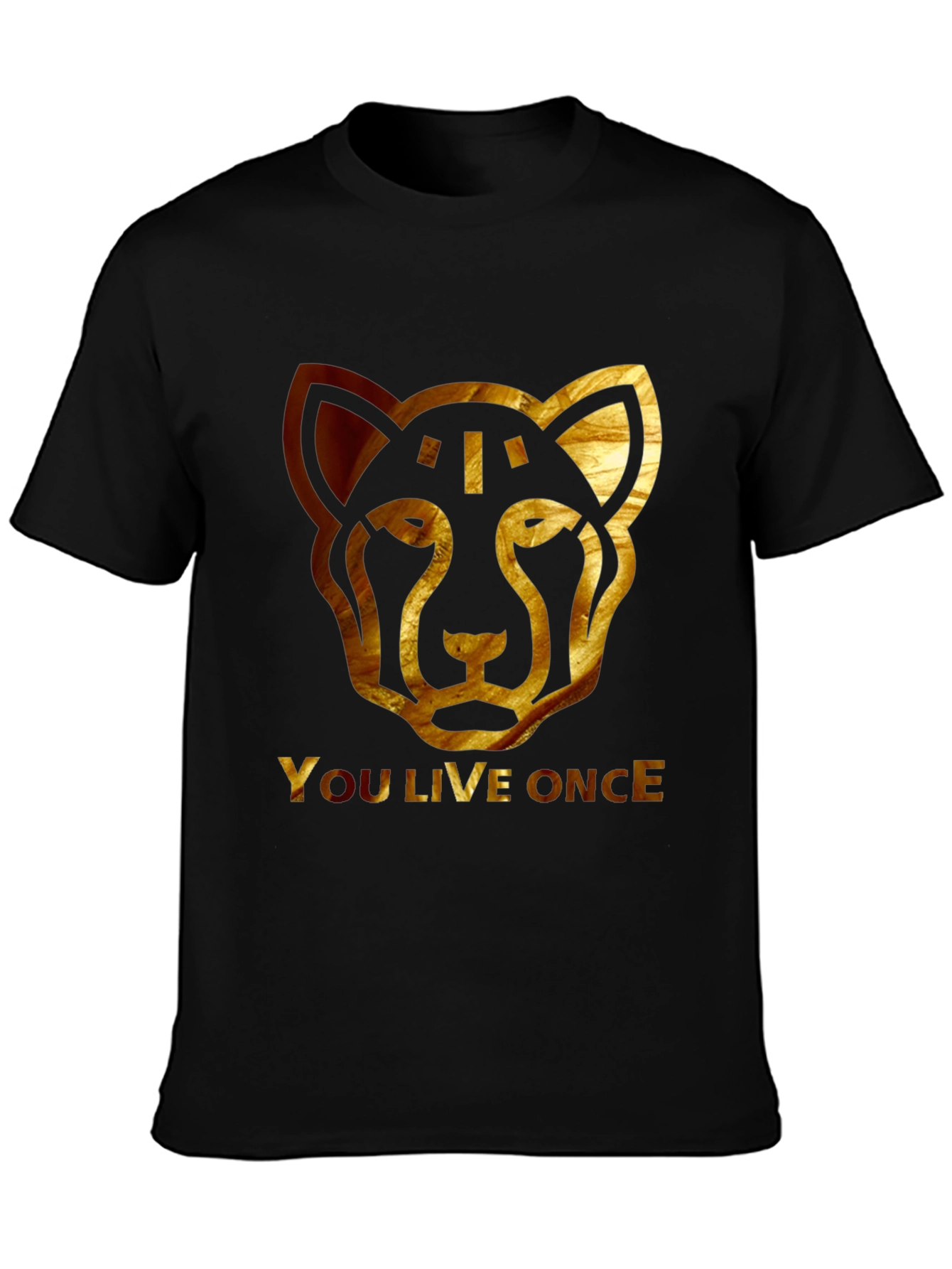 Black YOLO Cheetah Graphic Tee - Black Cotton T-Shirt view 3