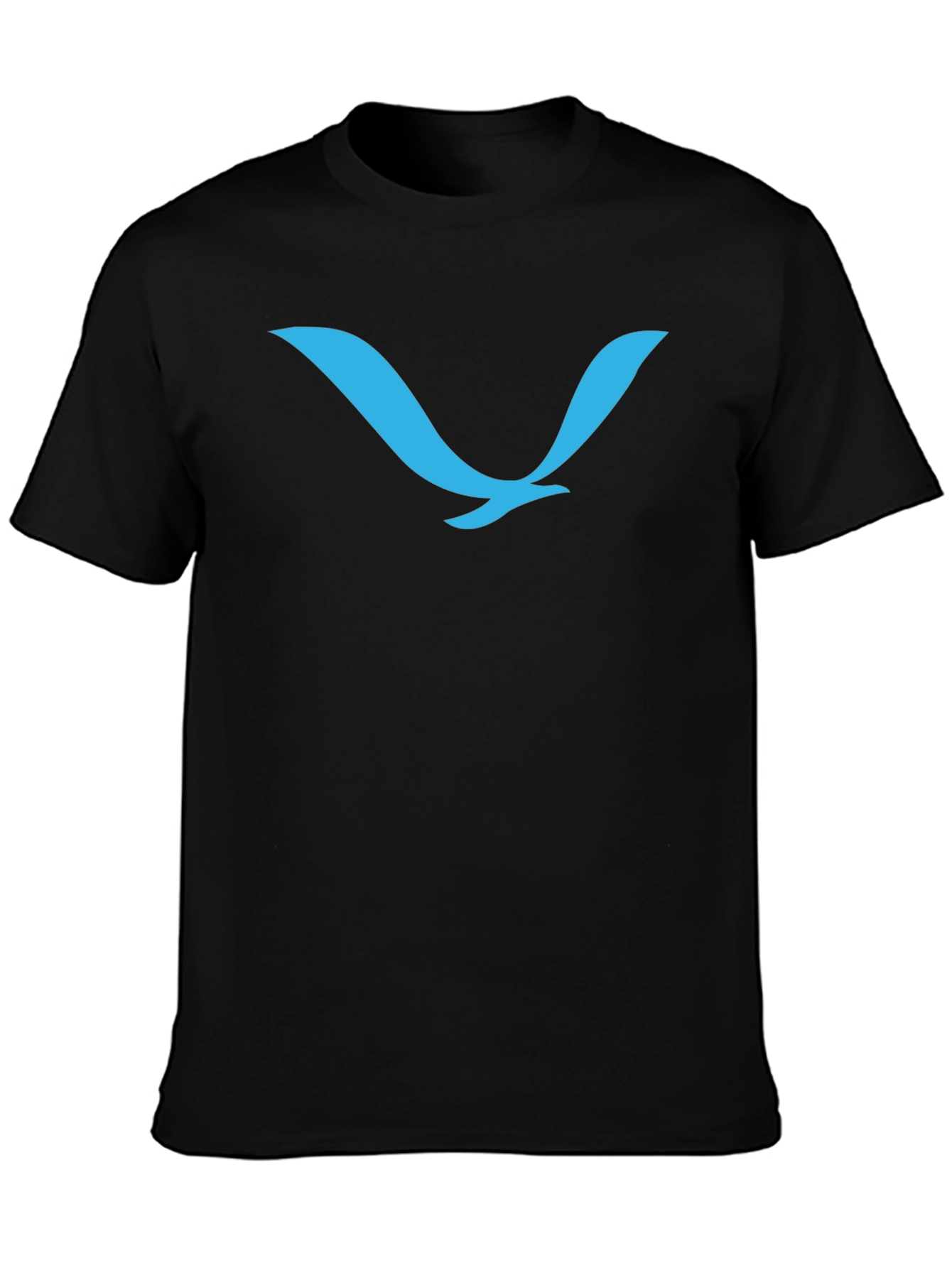 Black Stylish Black T-Shirt with Teal Bird Logo view 3