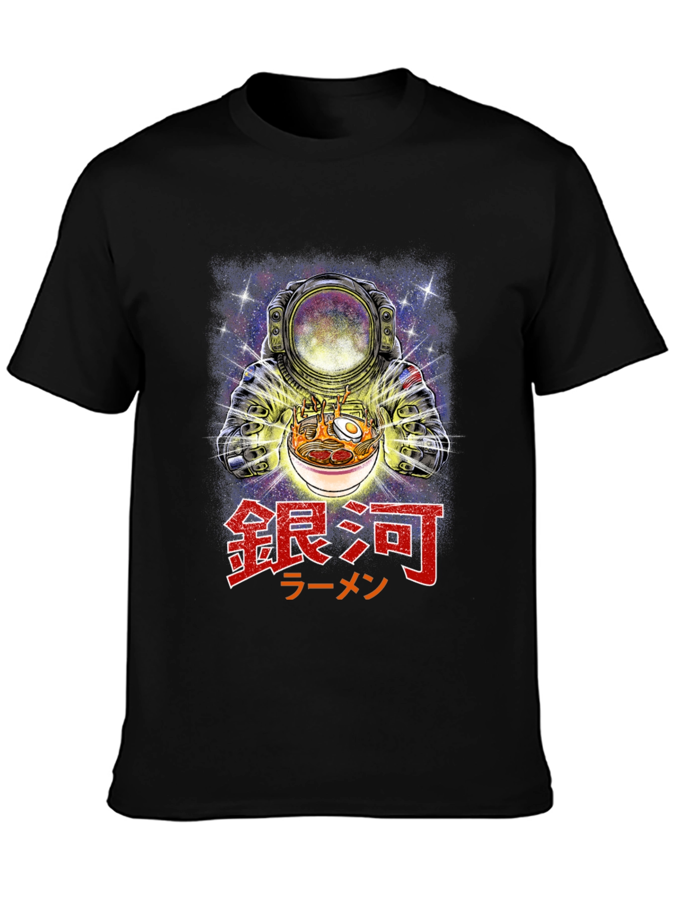 Black Astronaut Ramen Graphic Tee - Galaxy Noodles T-Shirt view 3