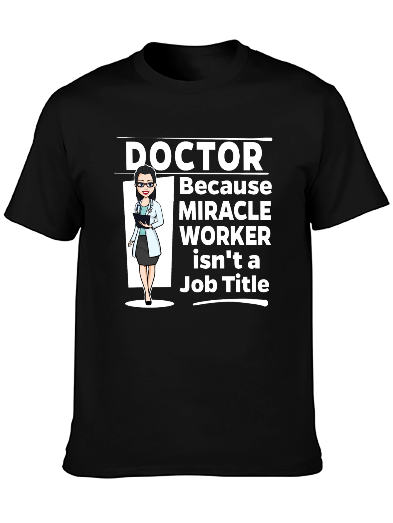Black Doctor Miracle Worker T-Shirt - Black Cotton Tee view 3