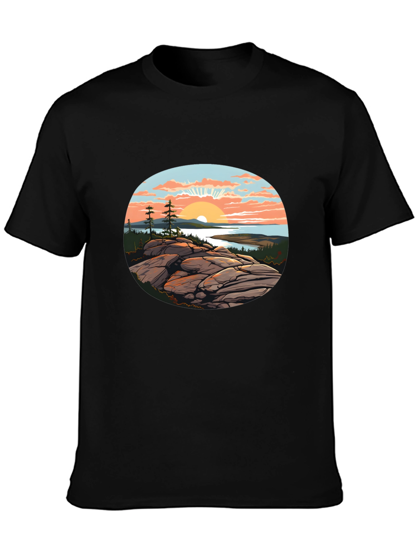 Black Scenic Sunrise T-Shirt view 3