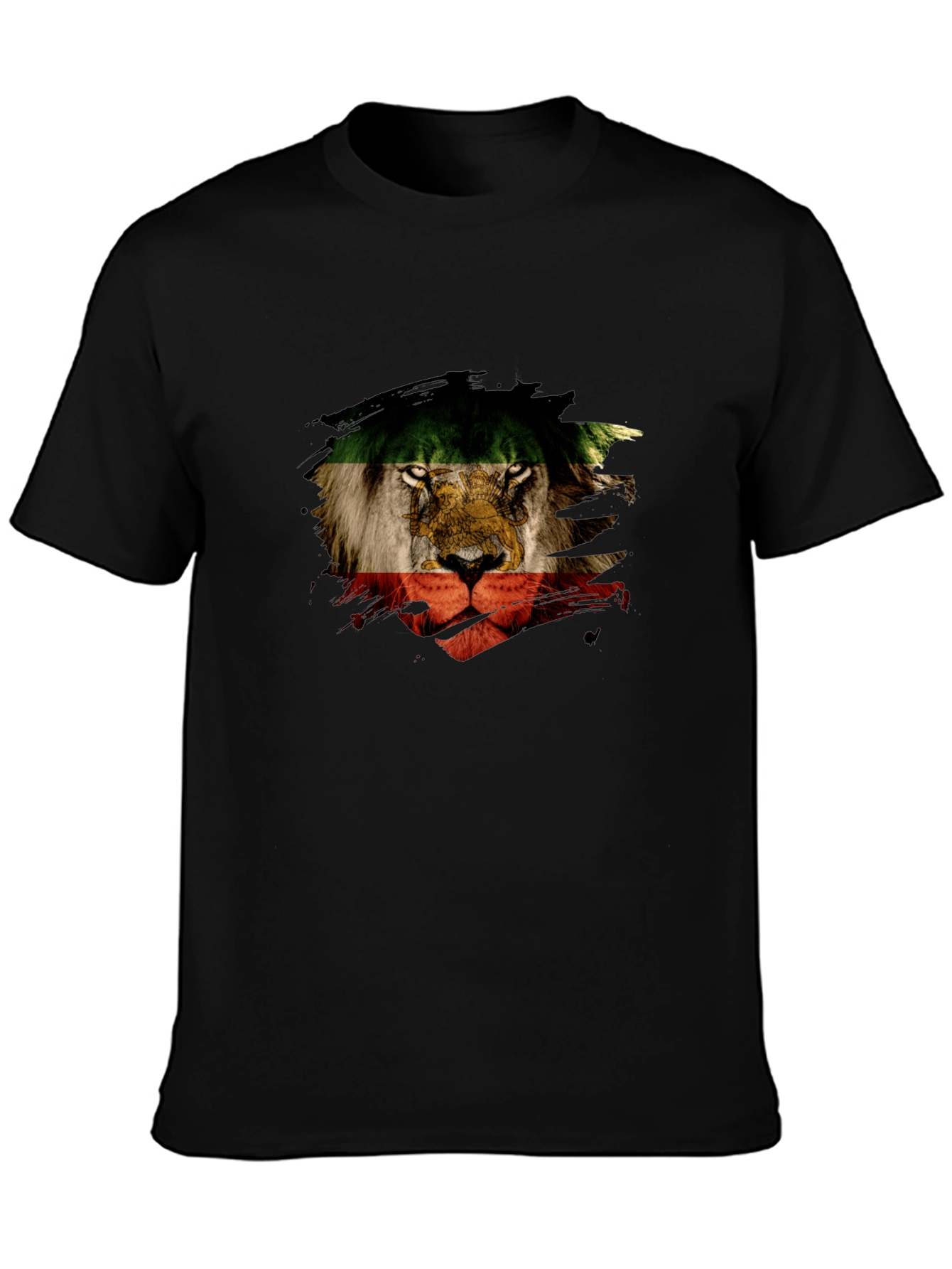 Black Lion Flag Graphic Tee - Black Cotton Shirt view 3