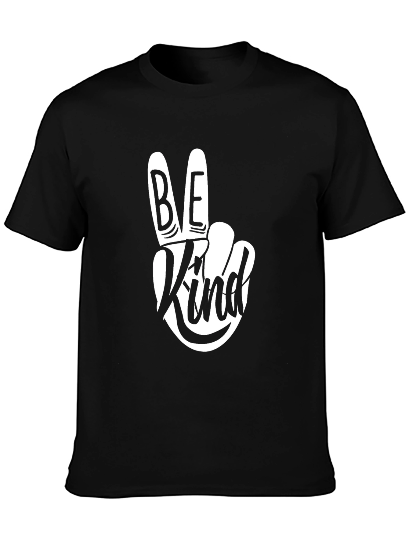 Black Be Kind Graphic Tee - Stylish Peace Sign Shirt view 3