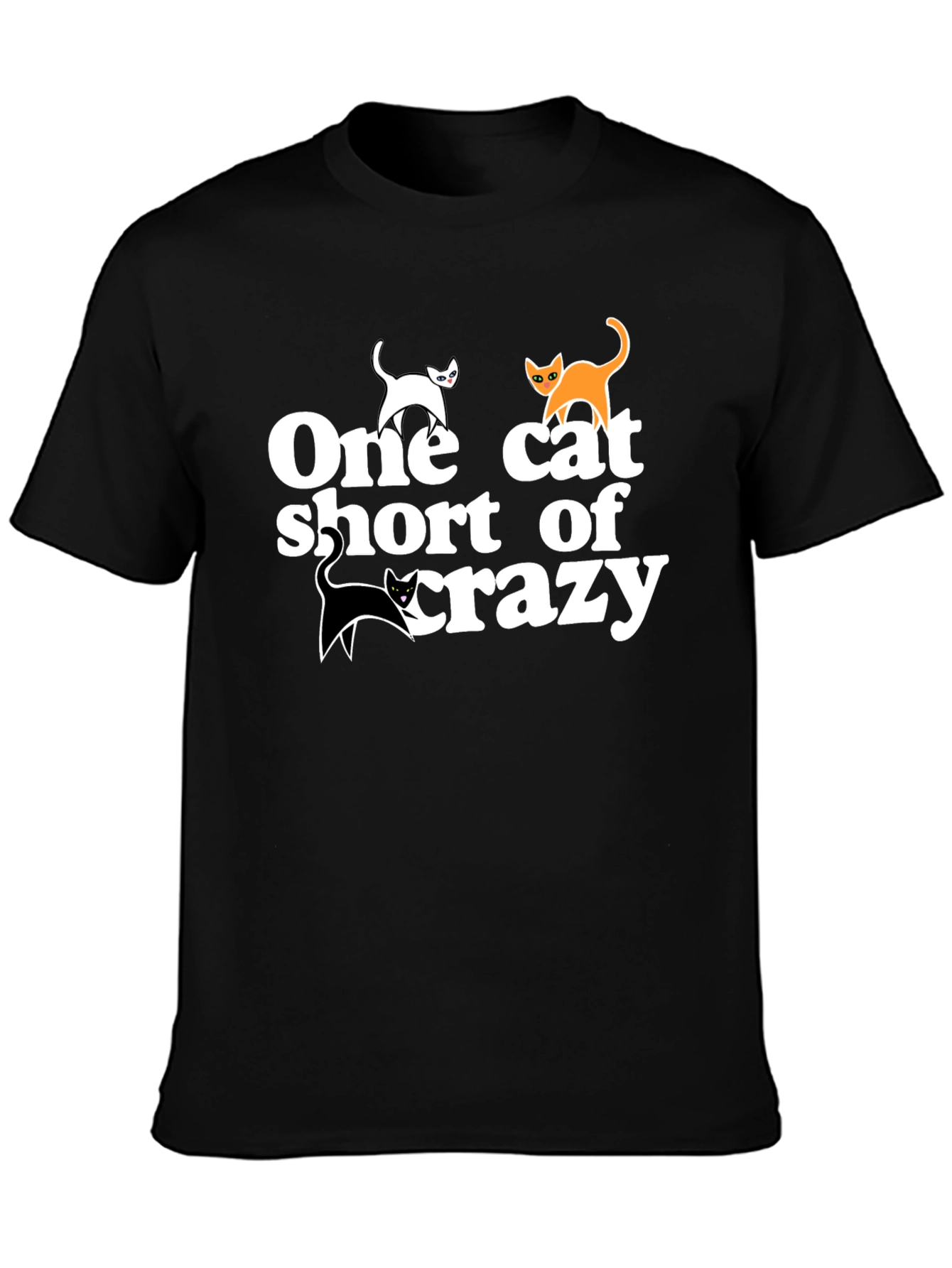 Black One Cat Short T-Shirt - Crazy Cat Lover Tee view 3