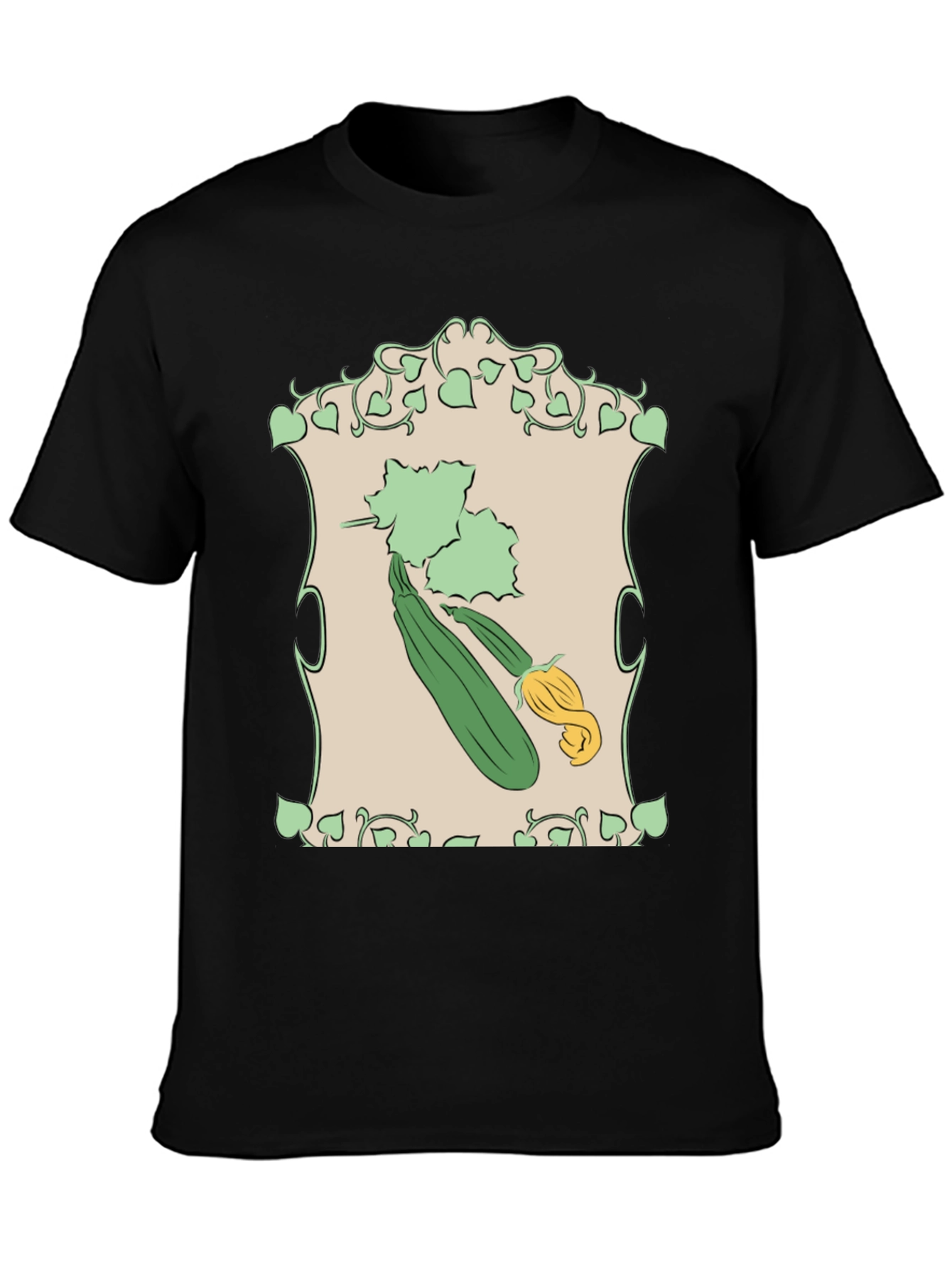 Zucchini Art Black T-Shirt - Fresh & Fun! - 3