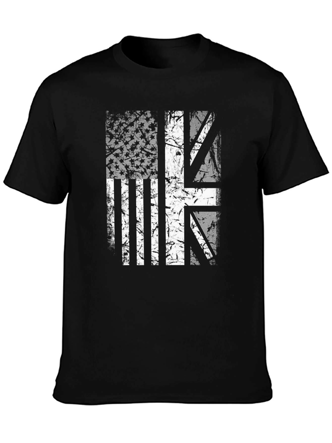 Black USA & UK Flag Graphic Print Tee view 3