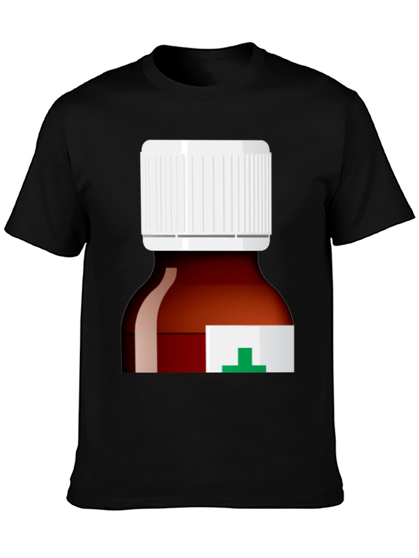 Black Pill Bottle Graphic T-Shirt - Novelty Medicine Tee view 3