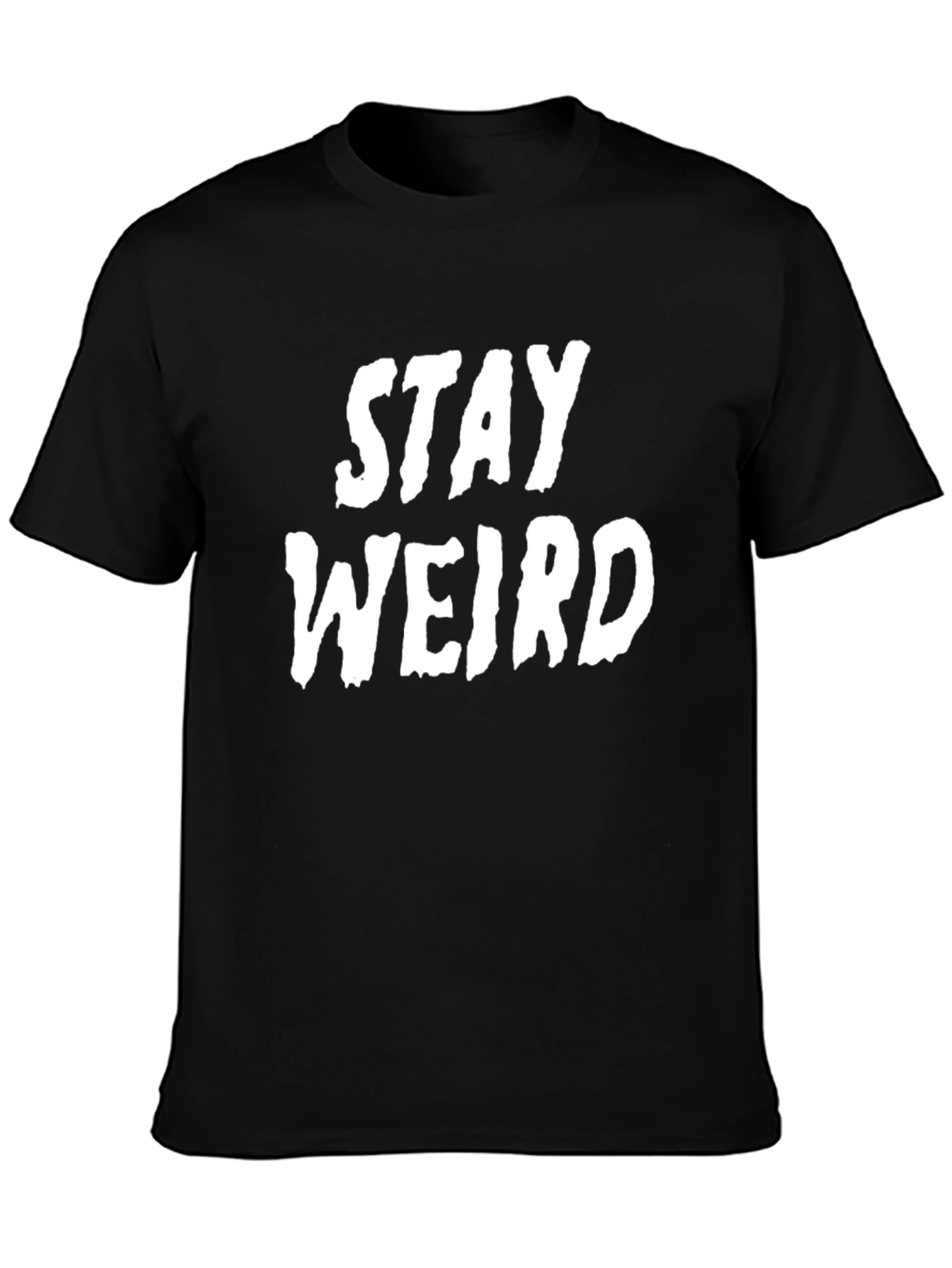 Black Stay Weird Graphic Tee - Black Cotton T-Shirt view 3