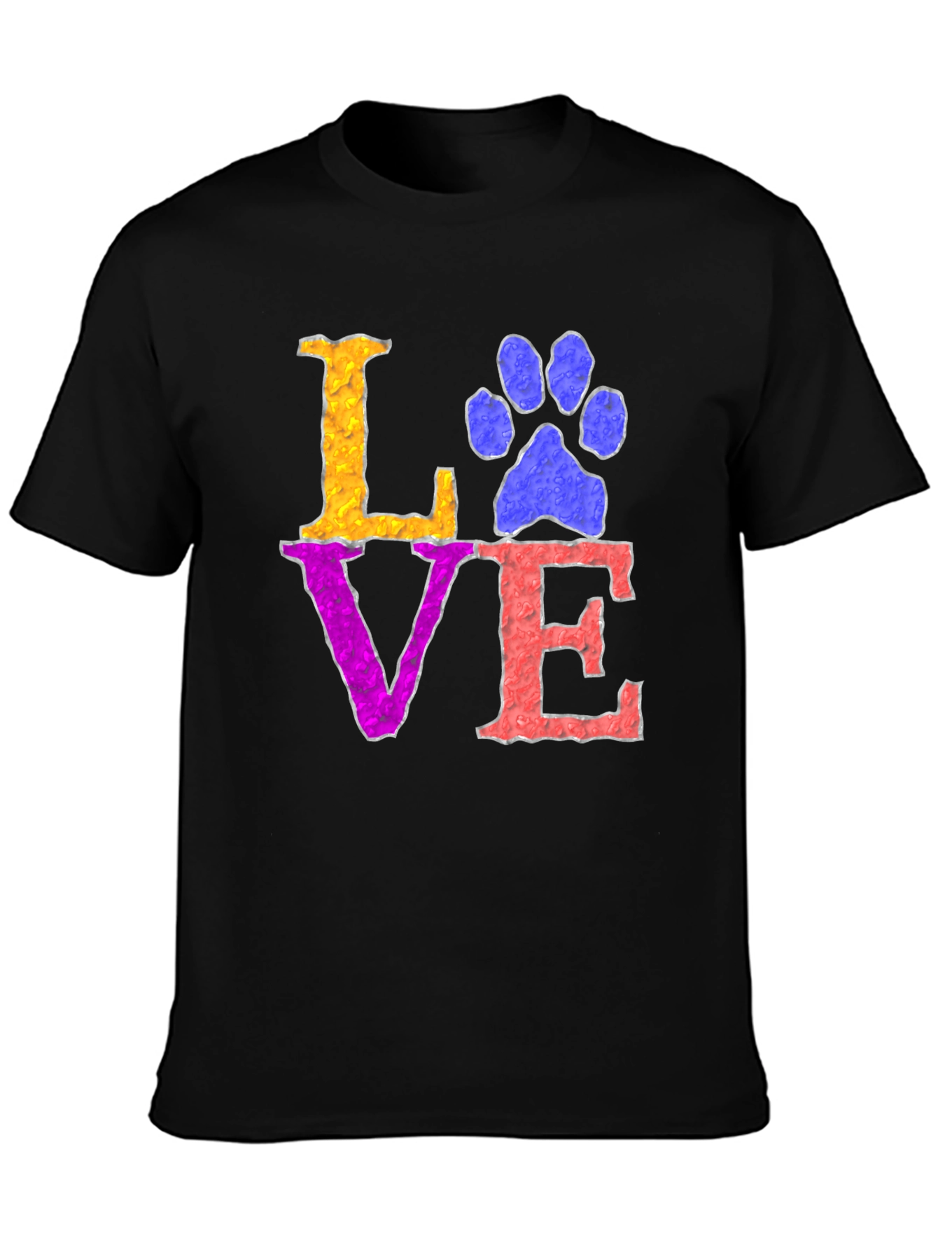 Black Love Paw Print T-Shirt - Pet Lover Tee view 3
