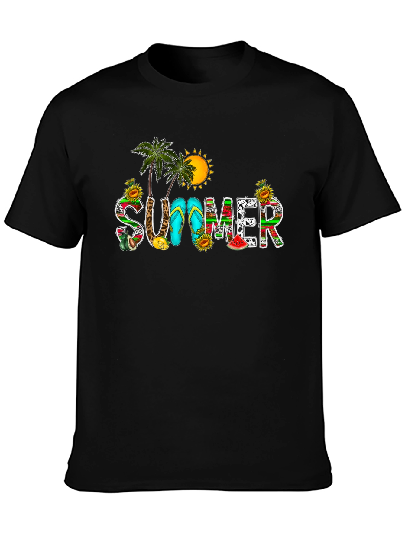 Black Summer Graphic T-Shirt view 3