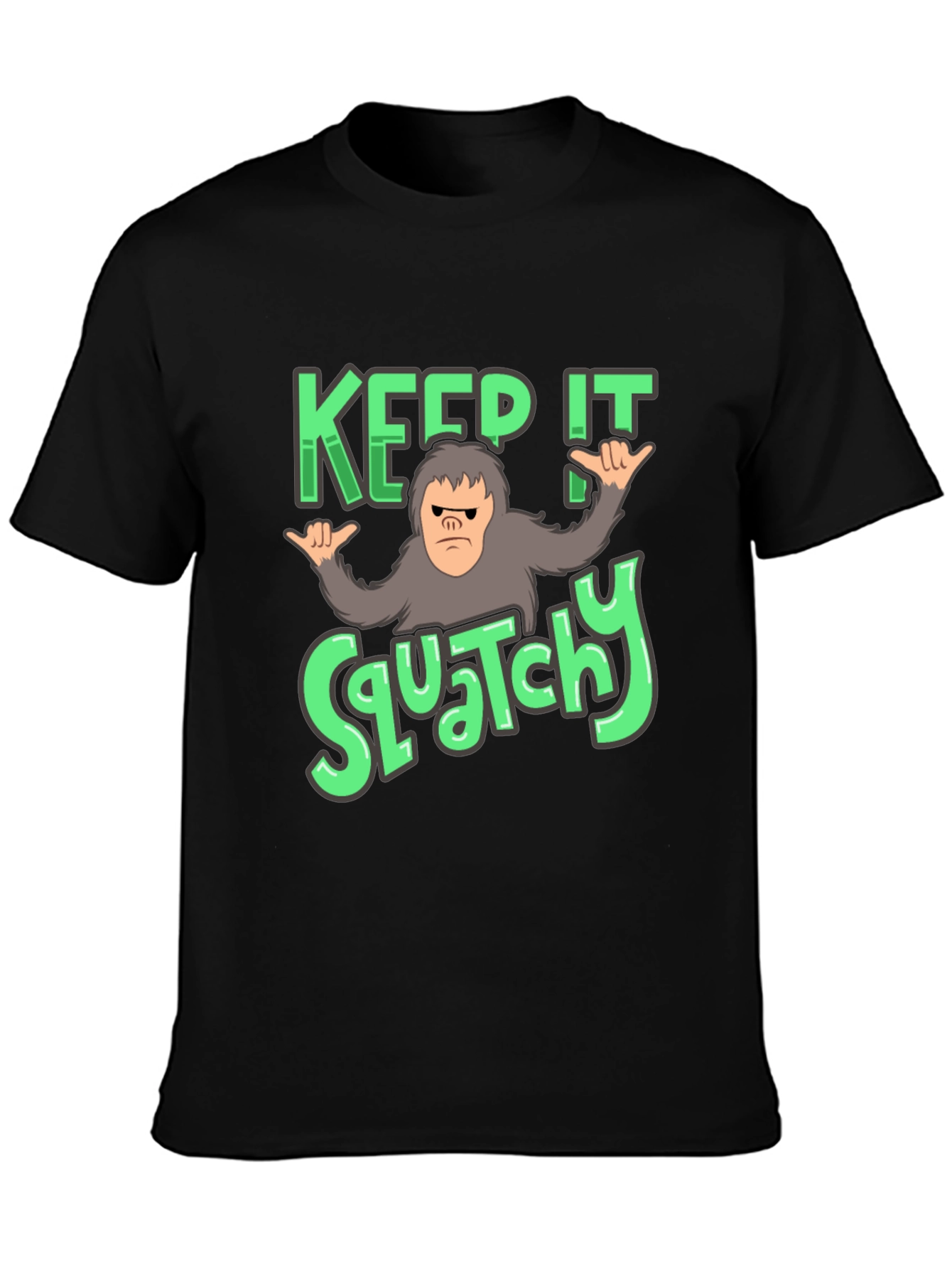 Black Keep It Squatchy T-Shirt: Bigfoot Graphic Tee view 3