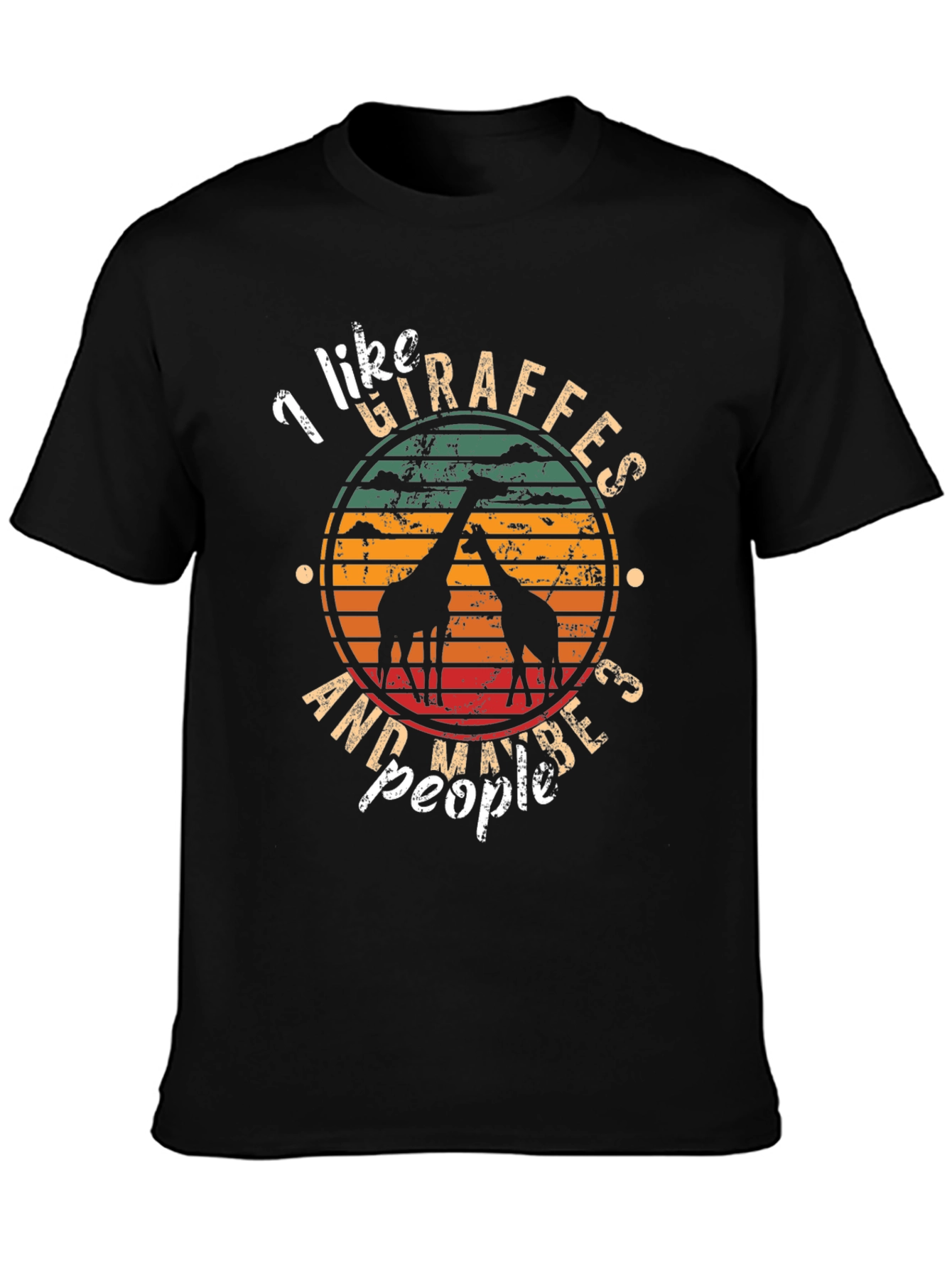 Black Giraffe Lover Graphic Tee - I Like Giraffes and Maybe 3 People view 3