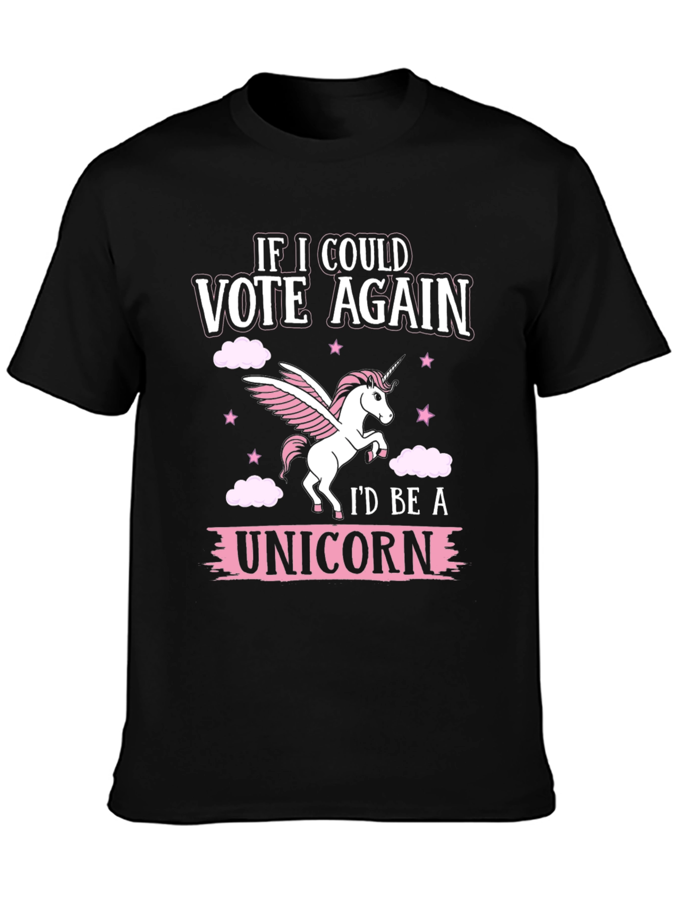 Black Vote Again Unicorn Graphic T-Shirt - Black Cotton Tee view 3