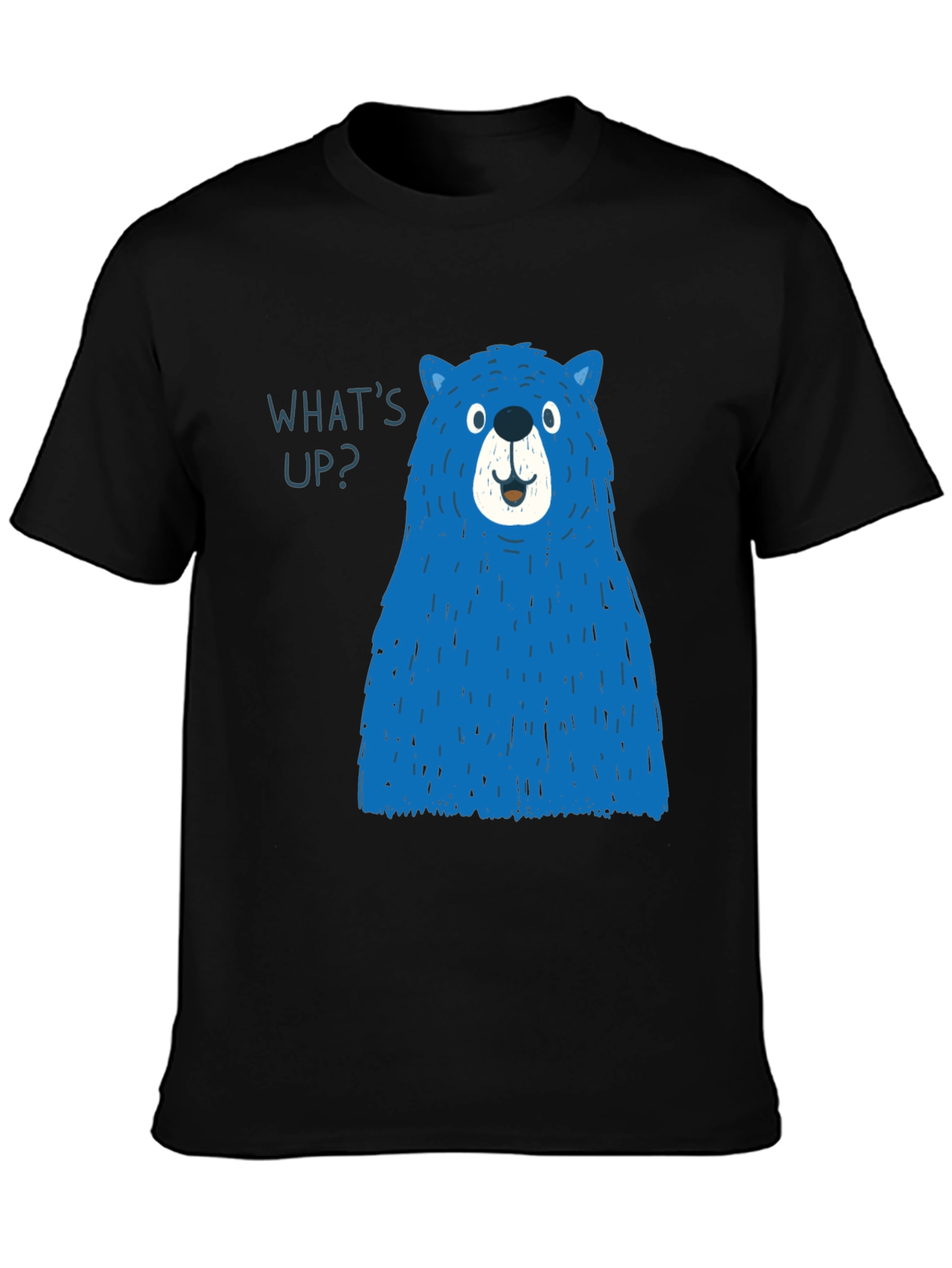 Black Blue Bear Graphic T-Shirt - Men's Casual Tee view 3