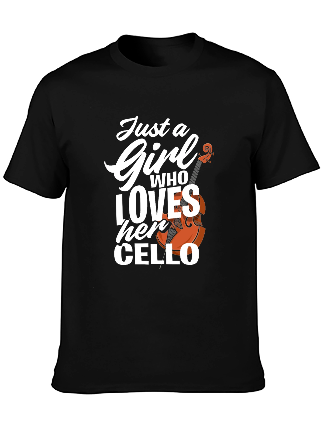 Black Just a Girl Who Loves Her Cello T-Shirt view 3