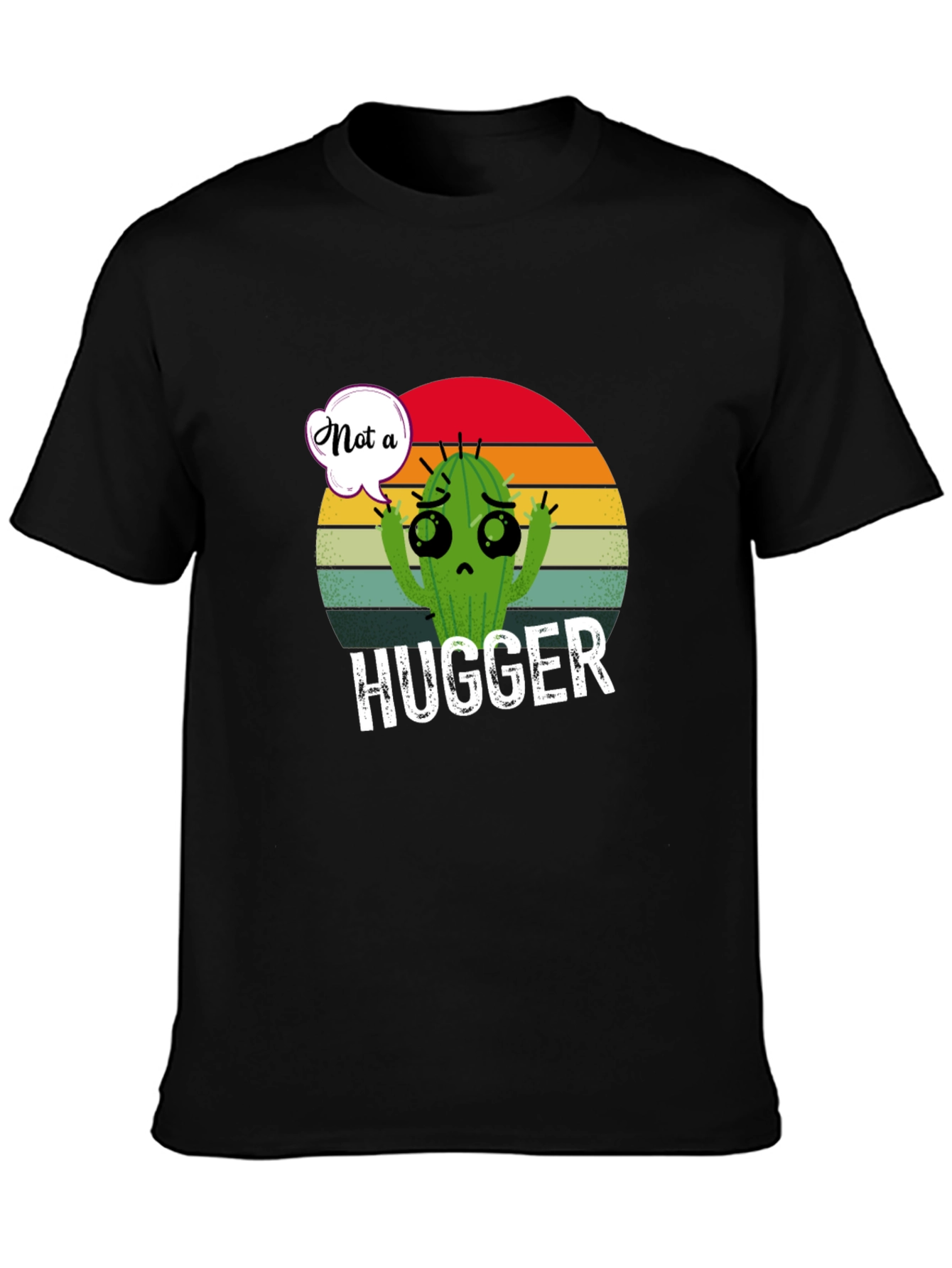 Black Not a Hugger Cactus T-Shirt view 3