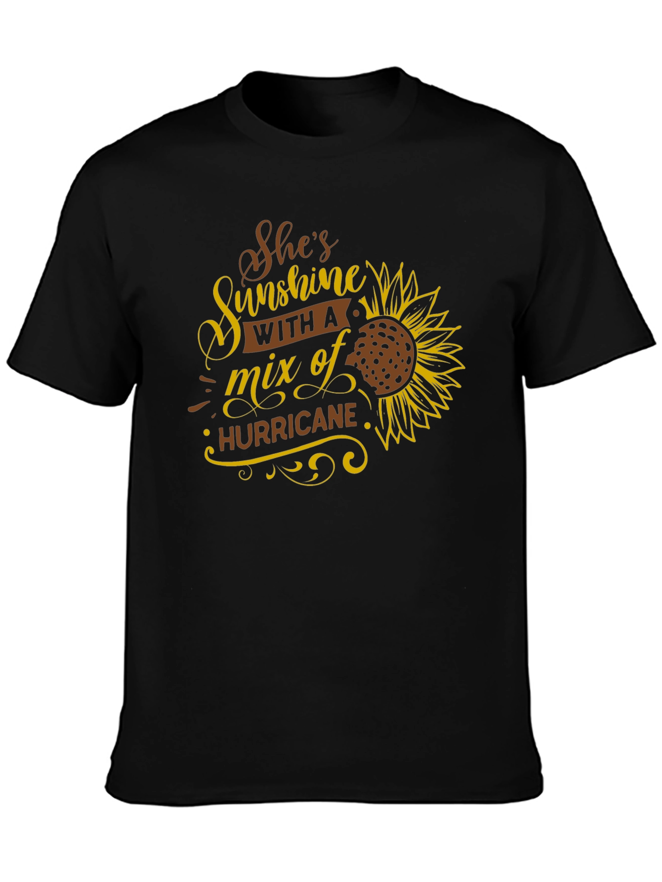 Black She's Sunshine Hurricane T-Shirt view 3