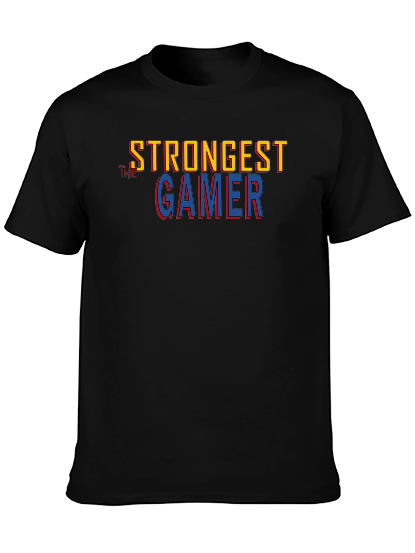 Black Strongest Gamer Black Graphic Tee view 3