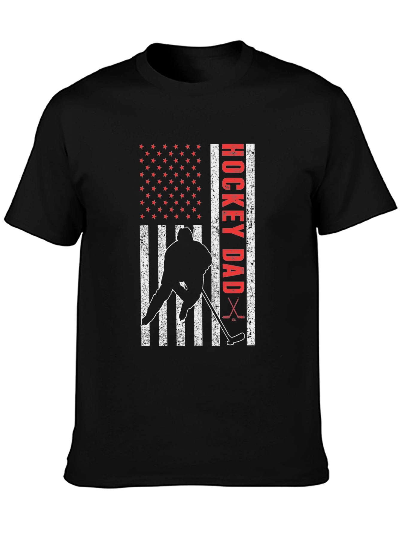 Black Hockey Dad USA Flag T-Shirt view 3