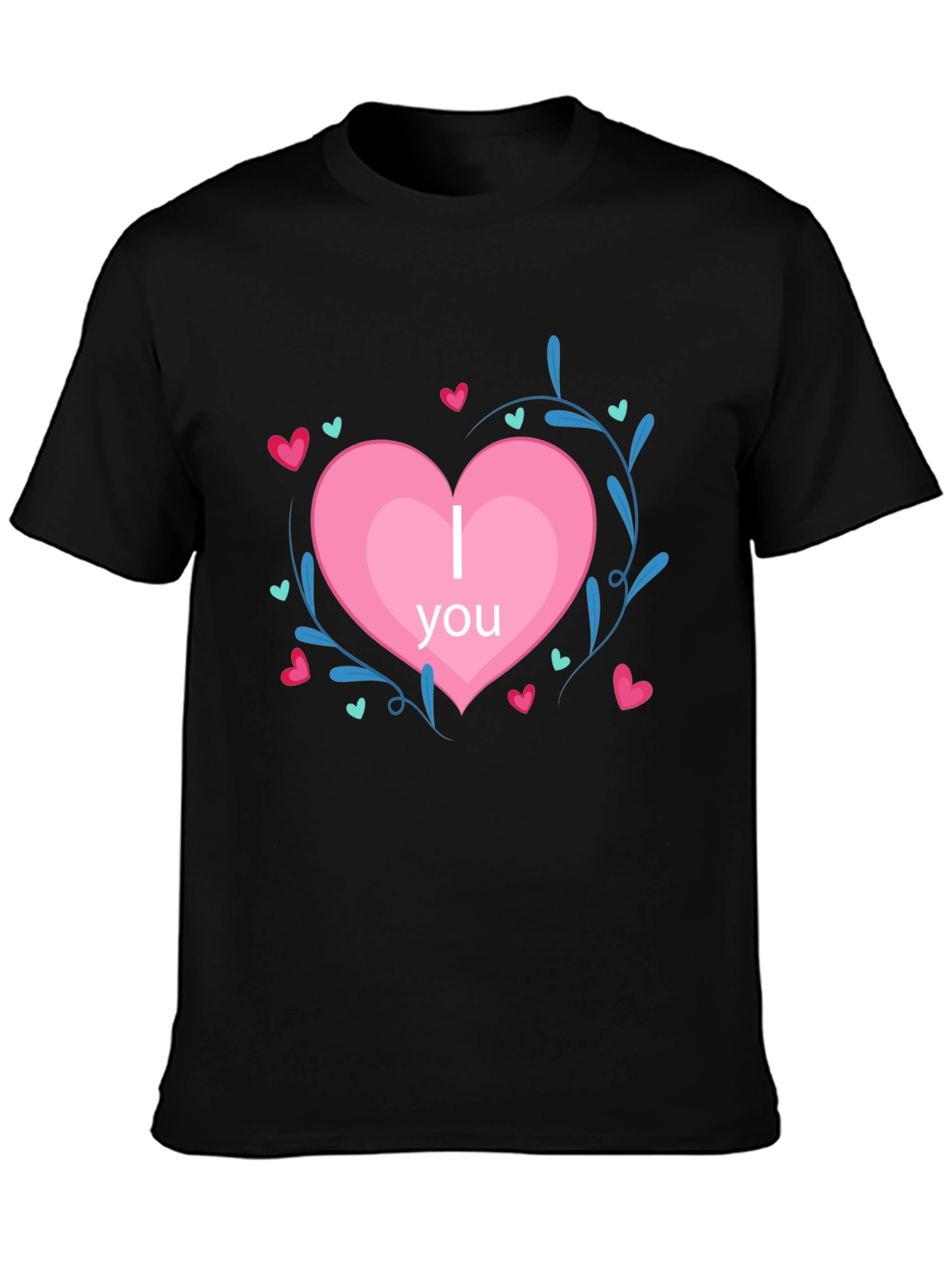 Black I Heart You Graphic Tee - Black Crew Neck T-Shirt view 3