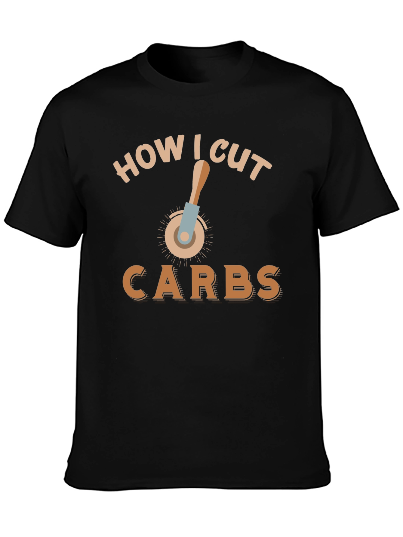 Black Funny How I Cut Carbs T-Shirt view 3